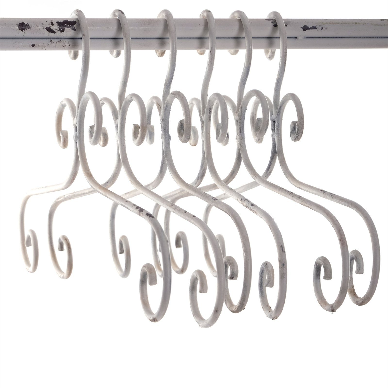 DESIGN DELIGHTS Garderobenständer Kleiderbügel 6er Set "AMELIE", Metall, weiß, 41 cm, Kleiderhaken