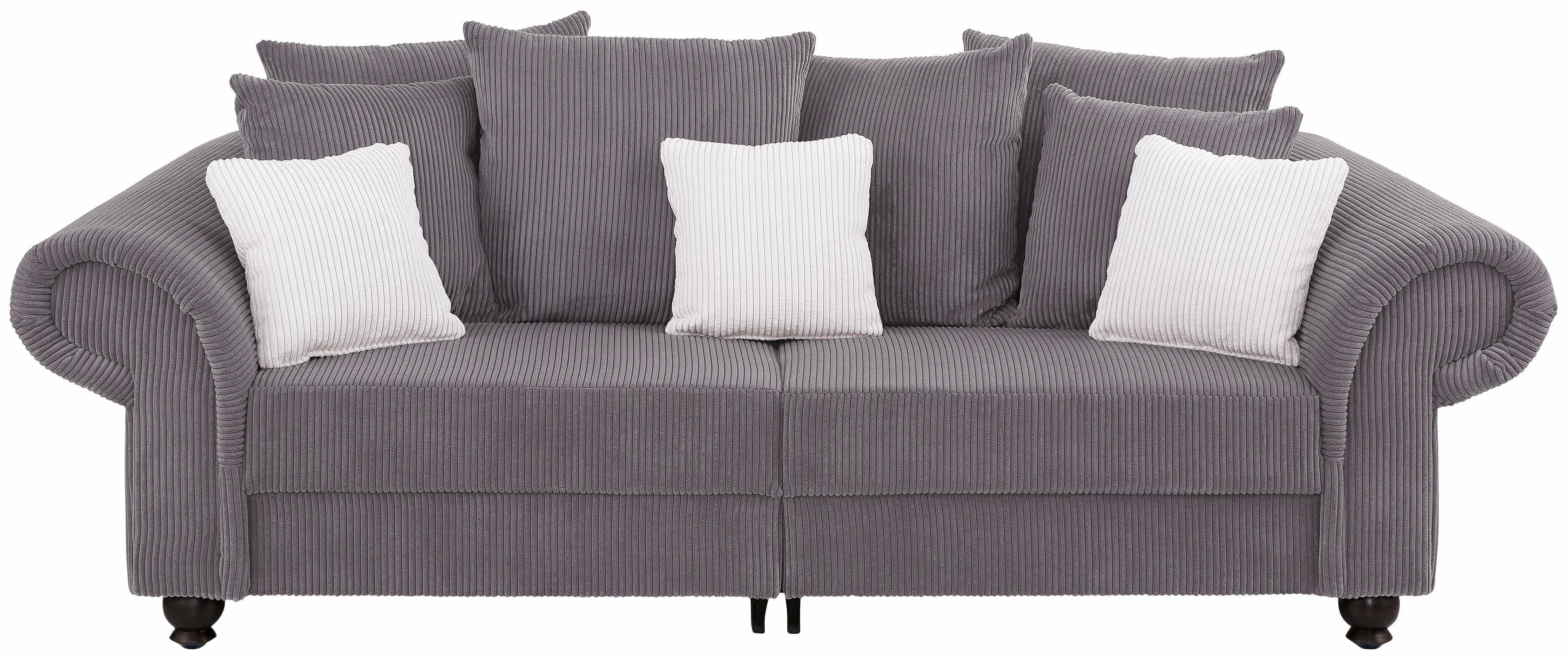 Home affaire Big-Sofa King Henry Mega Sofa, viel Platz, Breite 242cm, Federkern, in legerer Polsterung und vielen losen Kissen