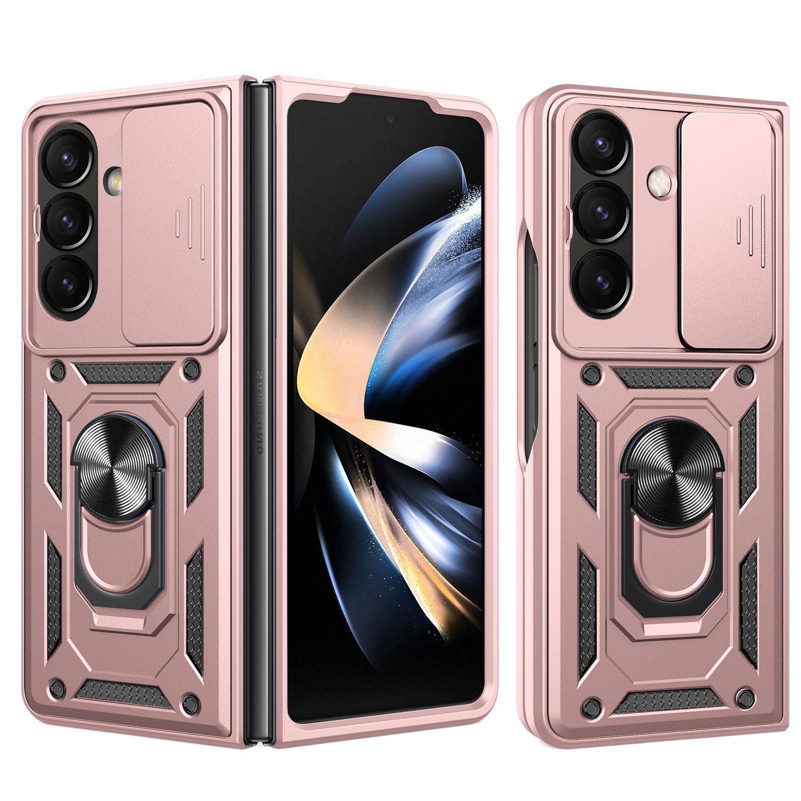 betterfon Handyhülle Panzer Hülle für Samsung Galaxy Z Fold 7 Outdoor Case mit Kameraschutz, Outdoorhülle mit Ringhalter Smartstand und Silikonkern
