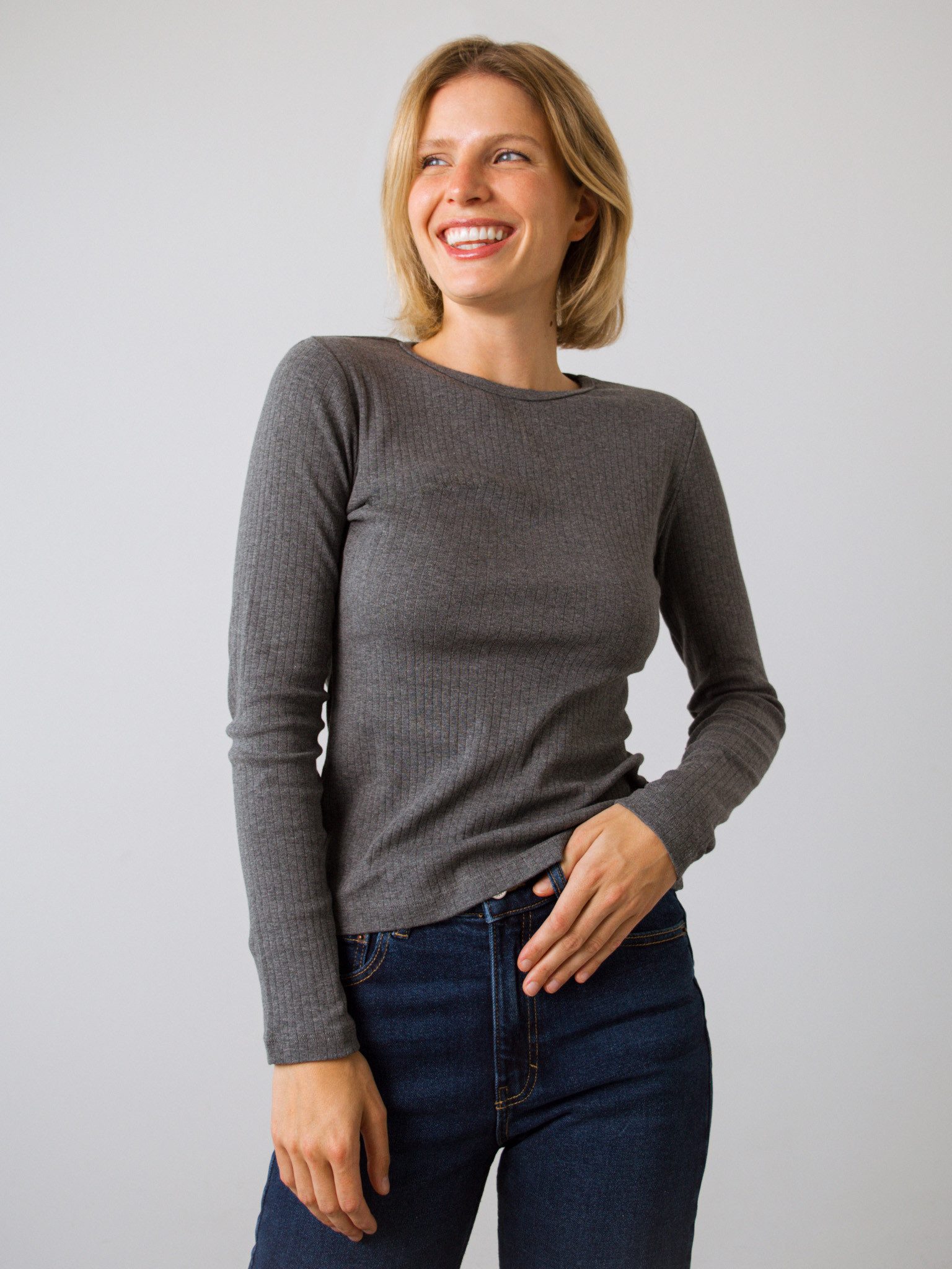 HONEST BASICS Langarmshirt mit Rippstoff aus günstig online kaufen