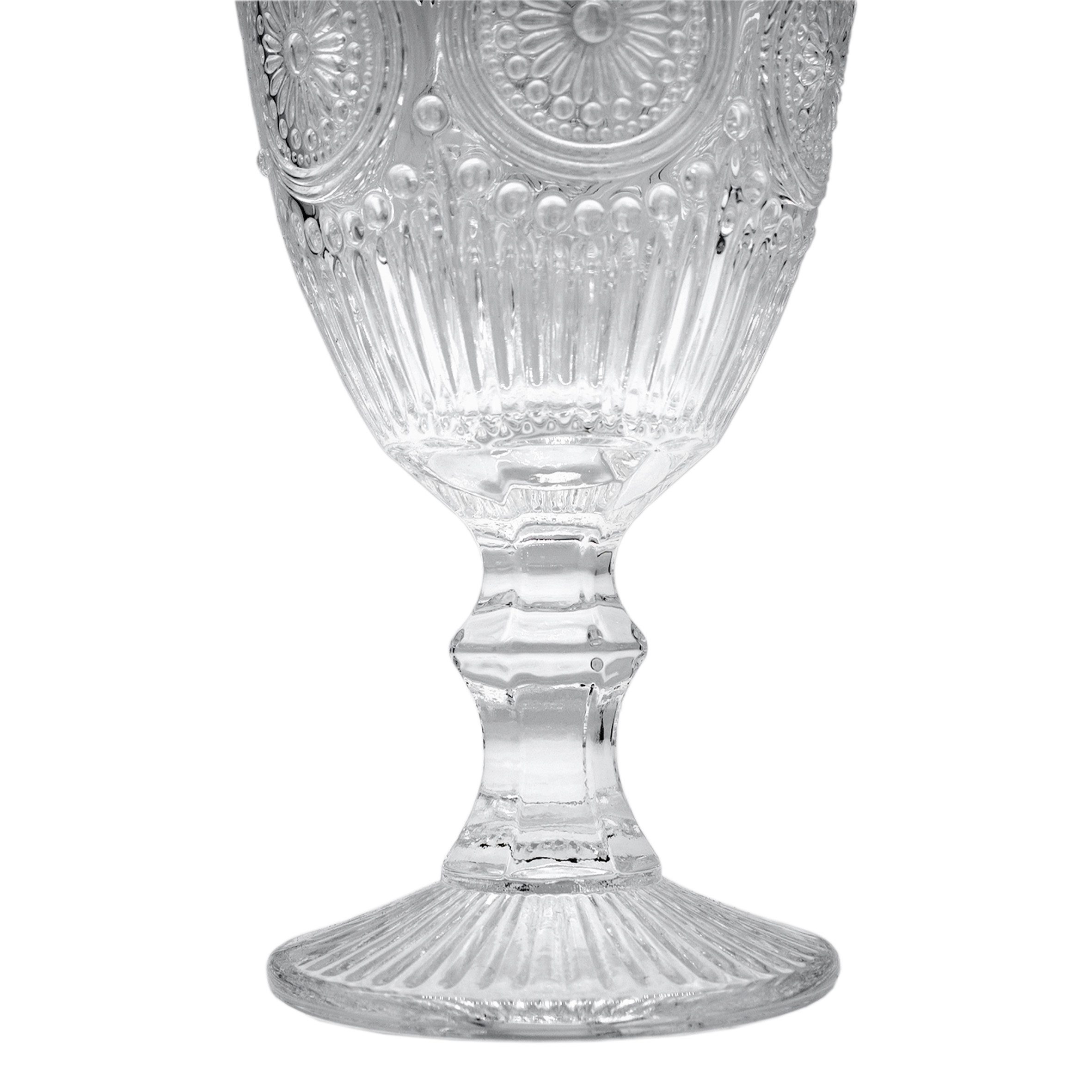 Spetebo Weinglas Retro Weinglas 300 ml transparent - 4er Set, Glas, Vintage Trinkglas mit Relief Muster, spülmaschinengeeignet