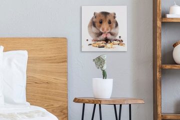 OneMillionCanvasses® Leinwandbild Hamster frisst Samen, (1 St), Leinwand Bilder für Wohnzimmer Schlafzimmer