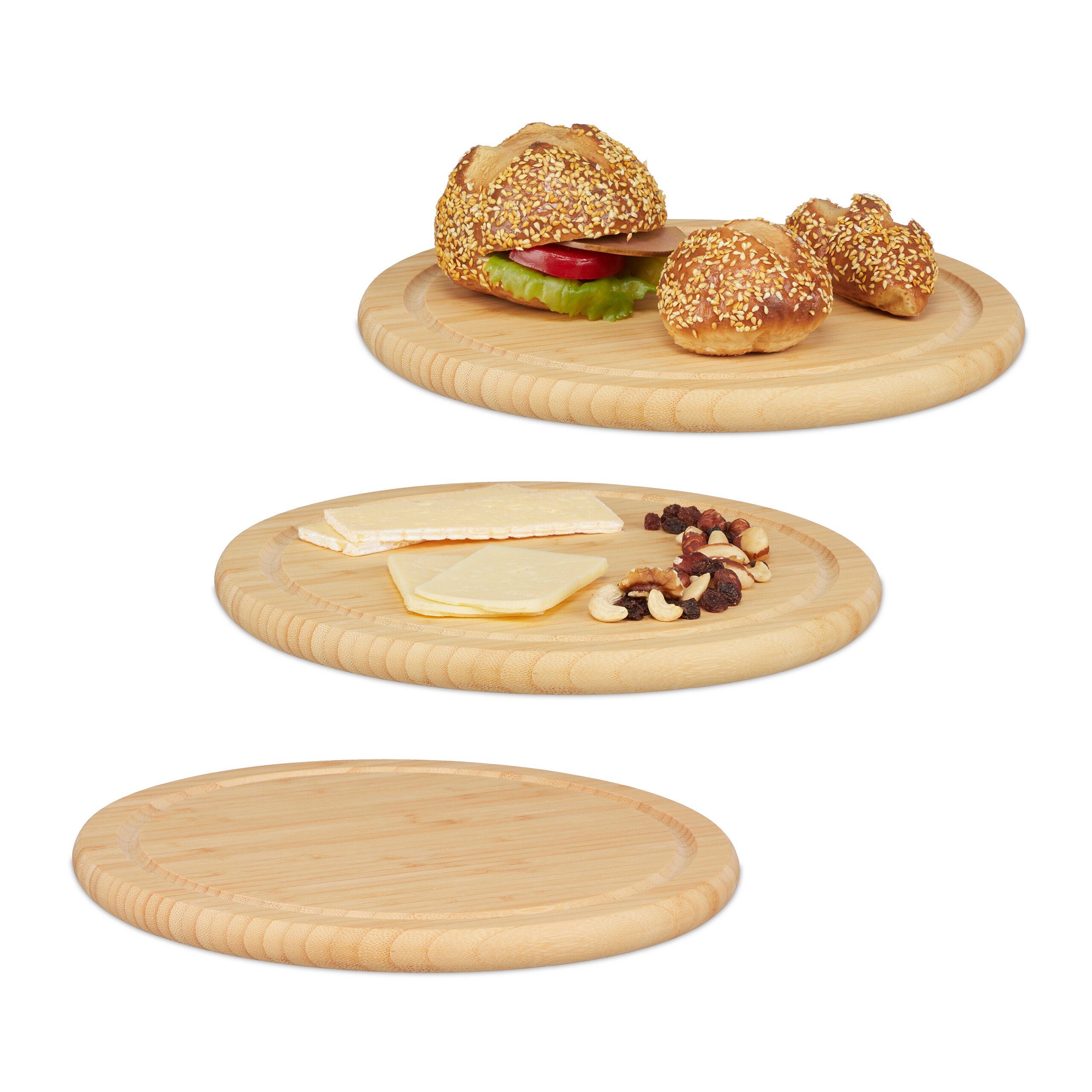 Frühstücksbrett Bambus Frühstückbrettchen 3er Set