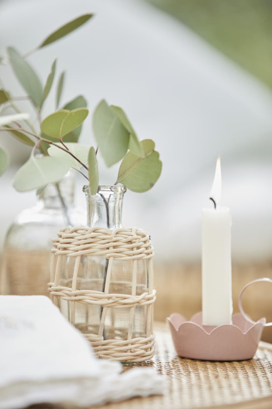 Ib Laursen Windlicht IB Laursen Apothekerglas für Stab Kerzen Ständer Rattan Vase H=13,5 cm (1 x Apothekerglas)