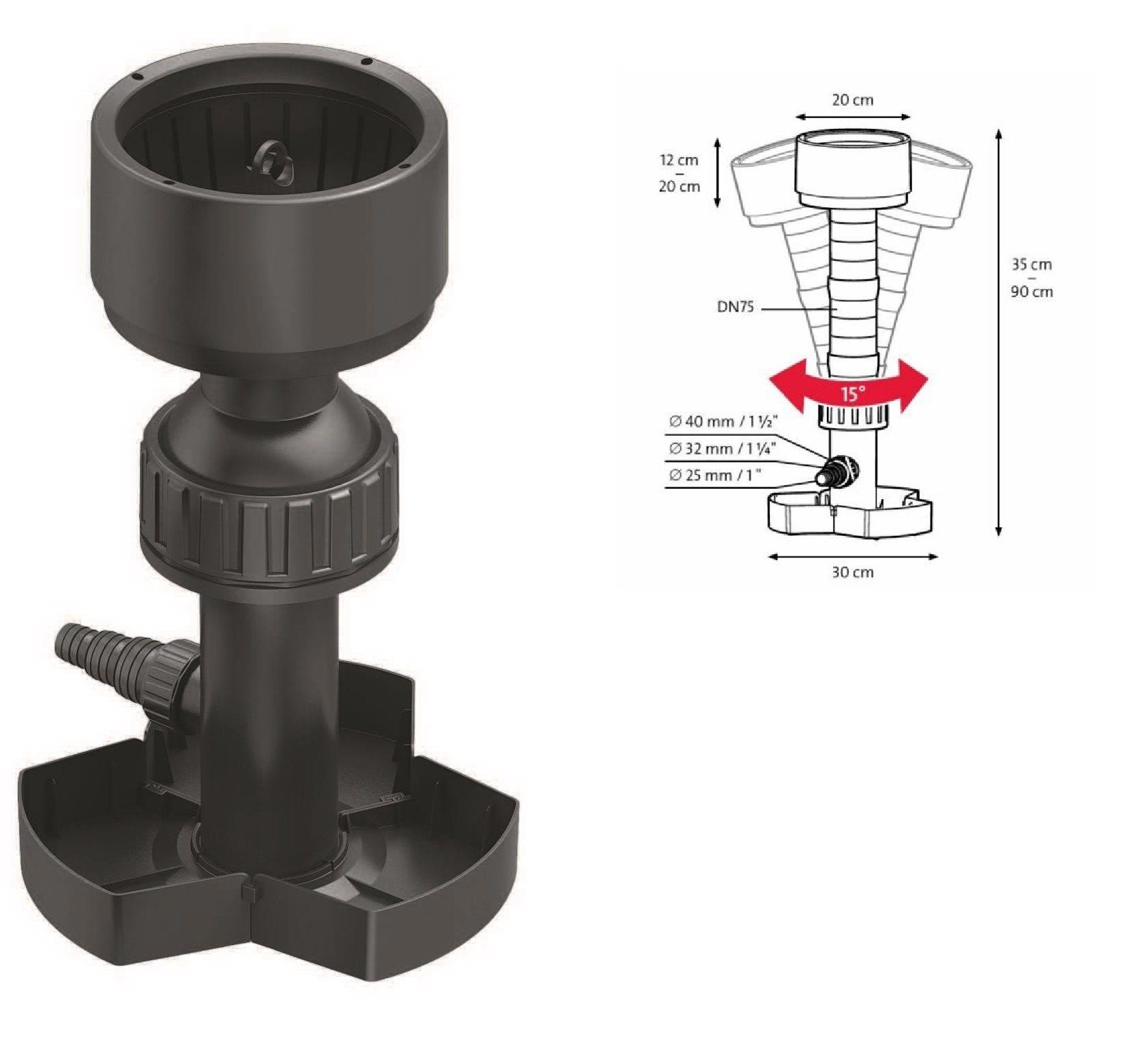 Osaga Skimmer Osaga Standskimmer OSK02 für Teiche Skimmer (Komplett-set)