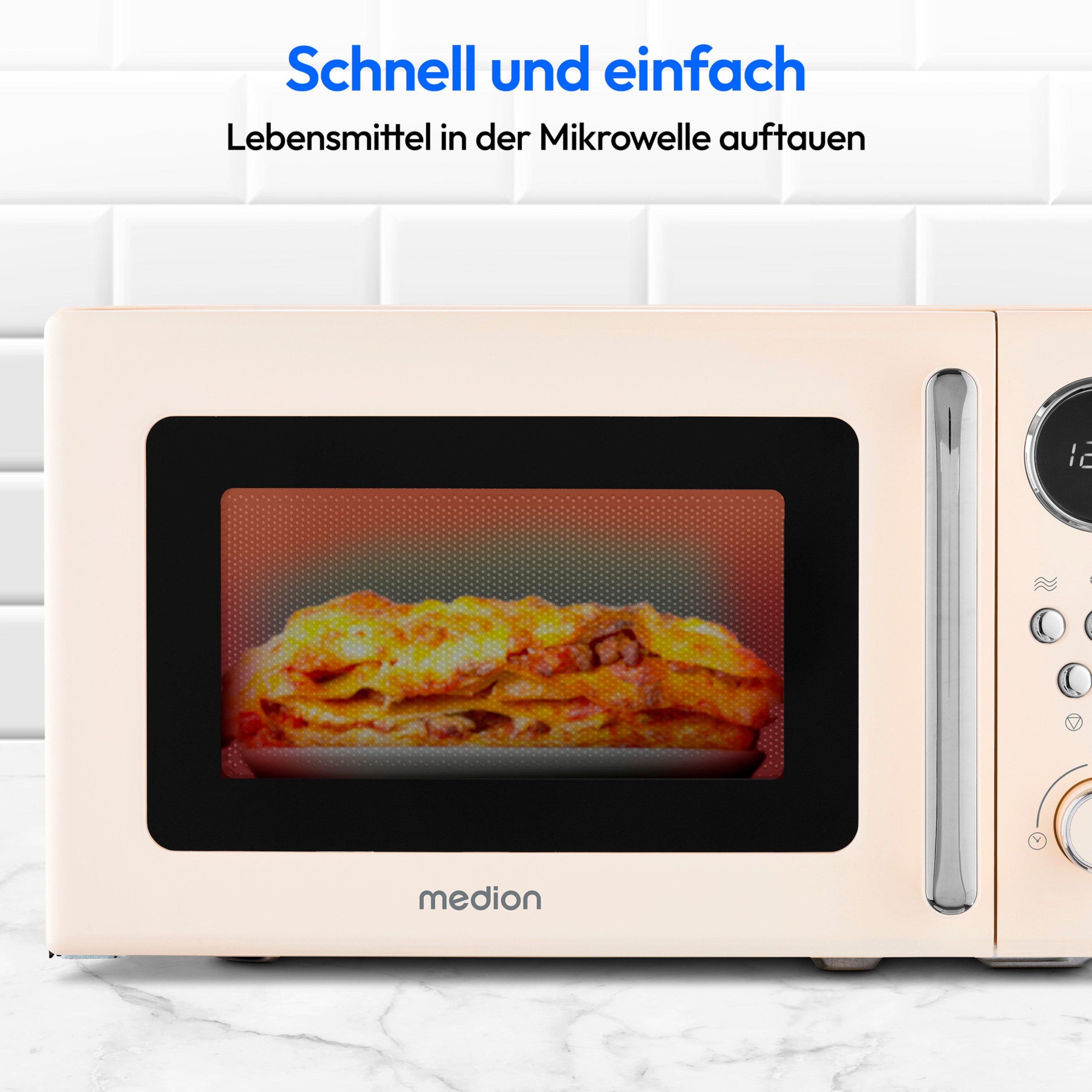 Medion® Mikrowelle MD15000, Mikrowelle, 20 l, 8 Automatikprogramme, Auftaufunktion, kompakt, MD15000