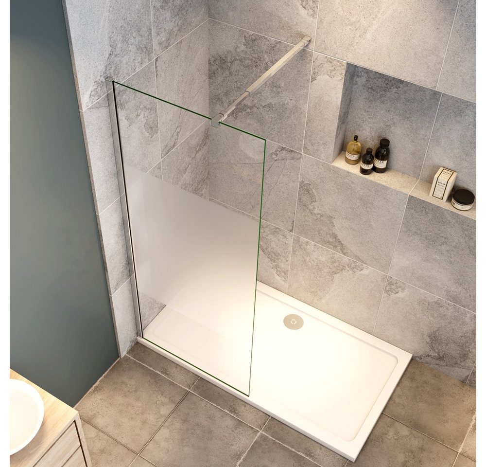 Thumbnail - duschspa Duschwand Duschwand mit Milchstreifen Duschtrennwand Duschkabine Walk in Dusche, Einscheibensicherheitsglas, Si...