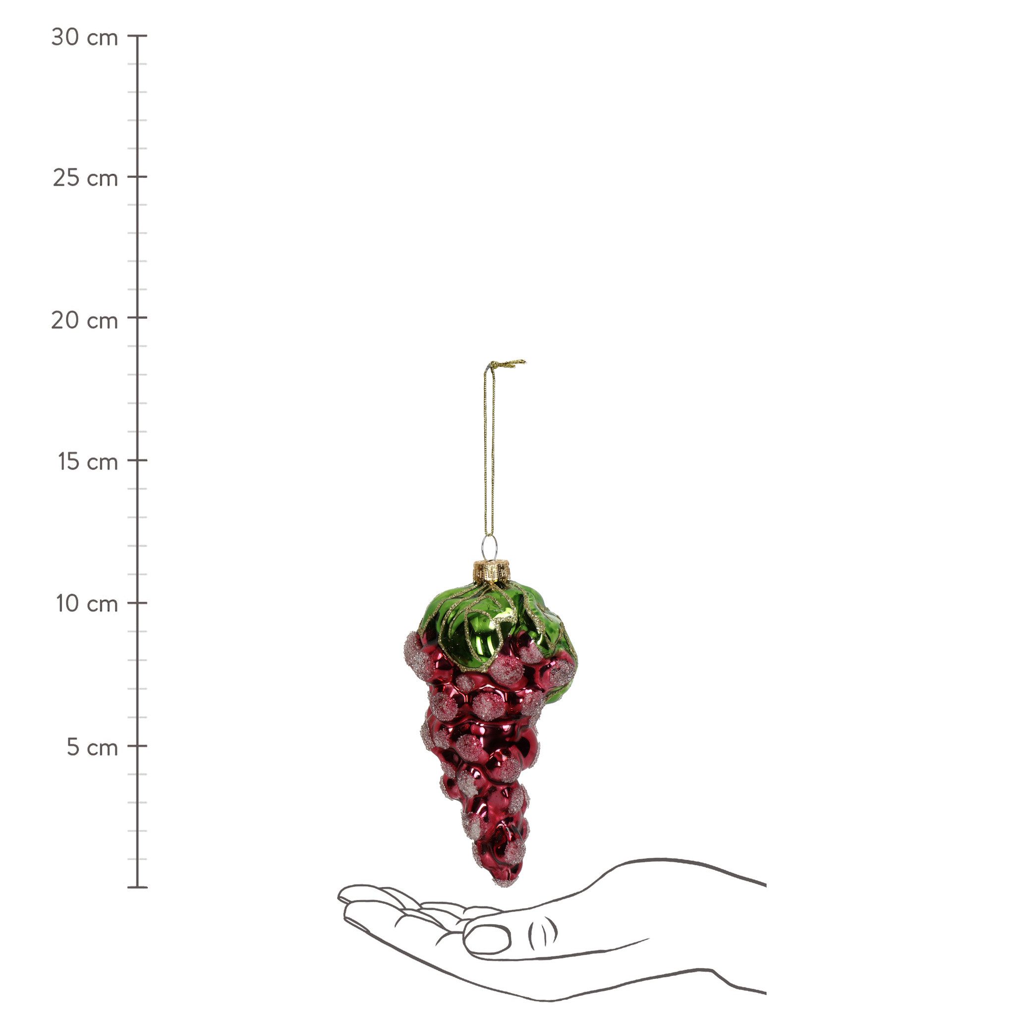 HD Collection Christbaumschmuck, Christbaumschmuck Glas 12,8cm Weintrauben Figur Rot