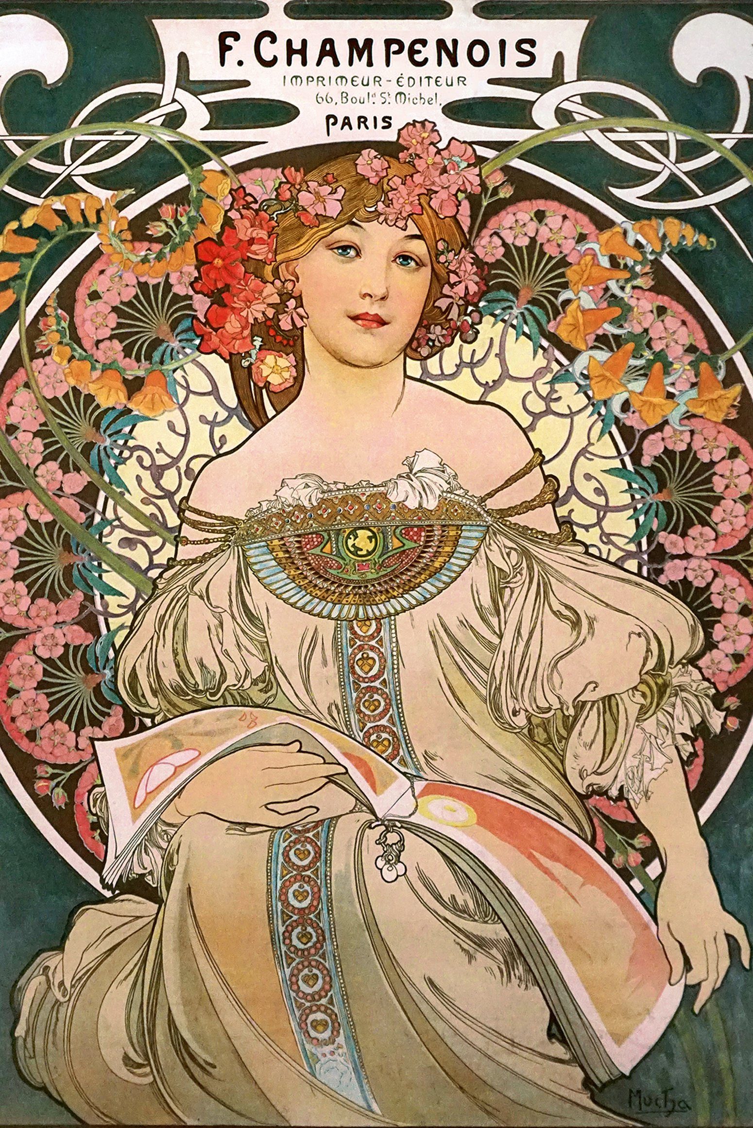 Close Up Плакат Alfons Mucha Плакат Jugendstil F. Champenois 1897 61 x 91,5