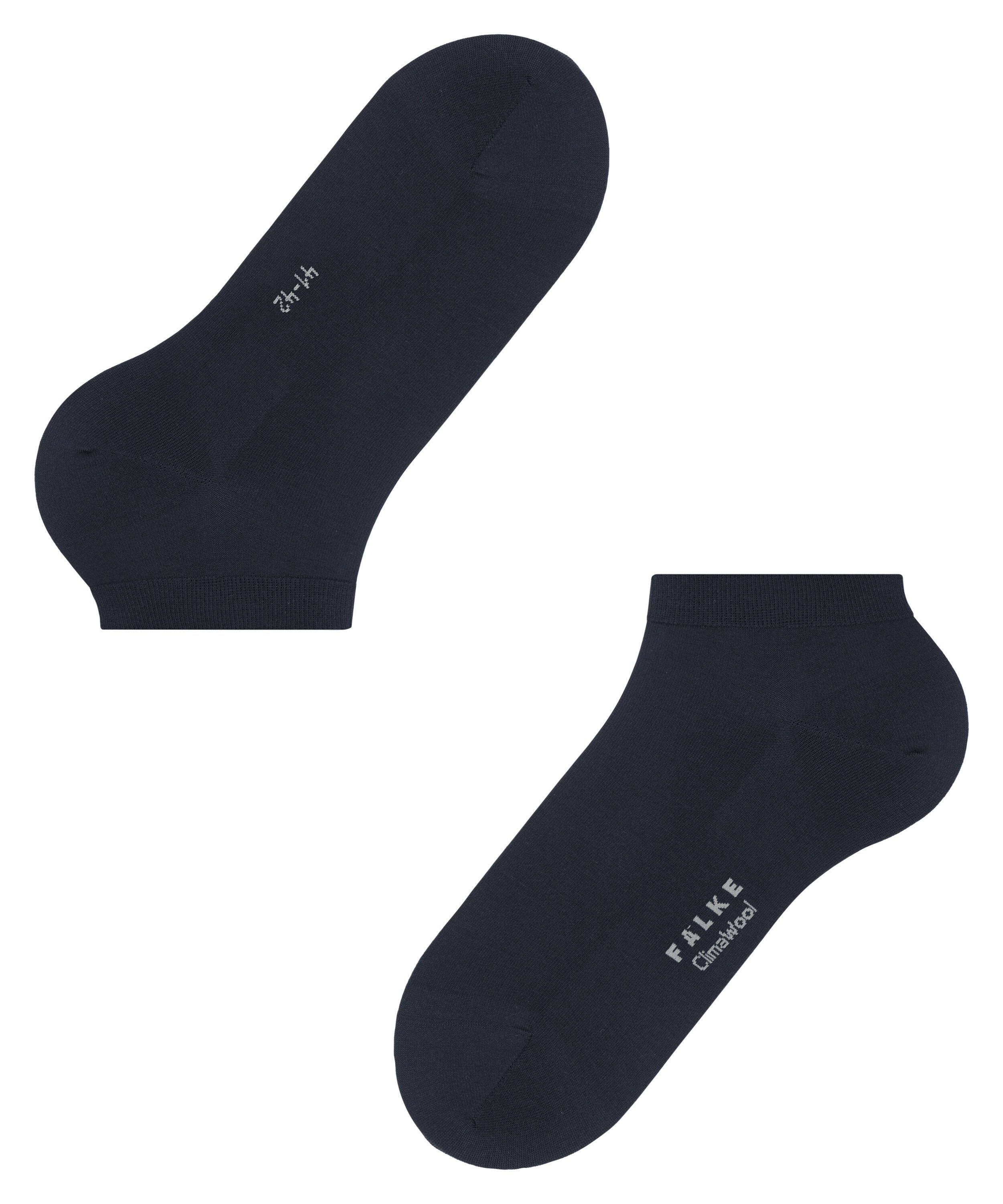 (1-Paar) ClimaWool navy mit Garn FALKE (6370) Sneakersocken nachhaltigem dark