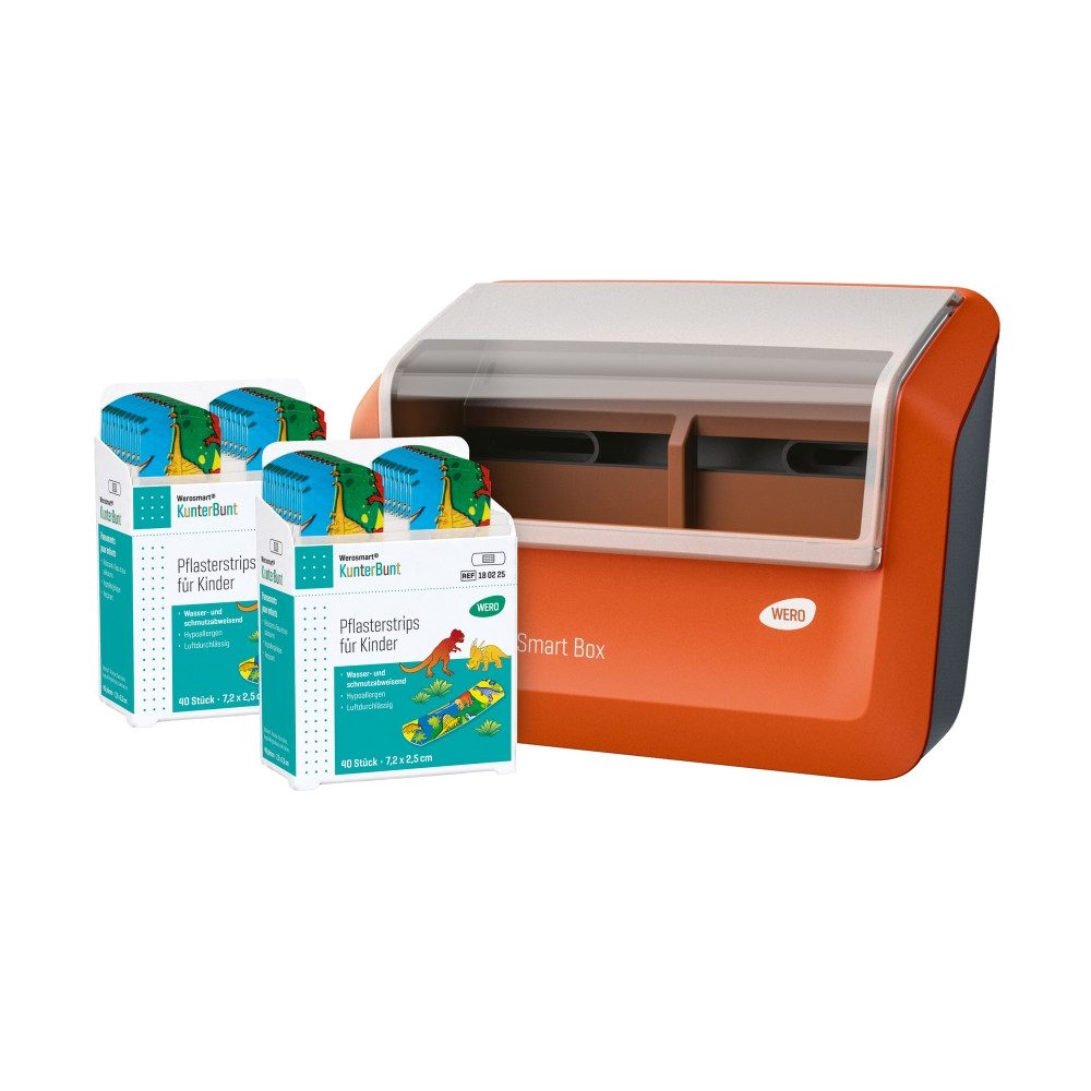 Werosmart® Pflasterspender Smart Box® Pflasterspender gefüllt mit KunterBunt Pflaster