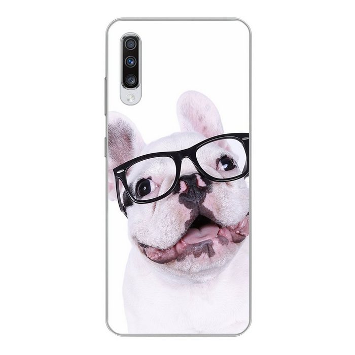 MuchoWow Handyhülle Hund - Brille - Hipster Phone Case Handyhülle Samsung Galaxy A70 Silikon Schutzhülle