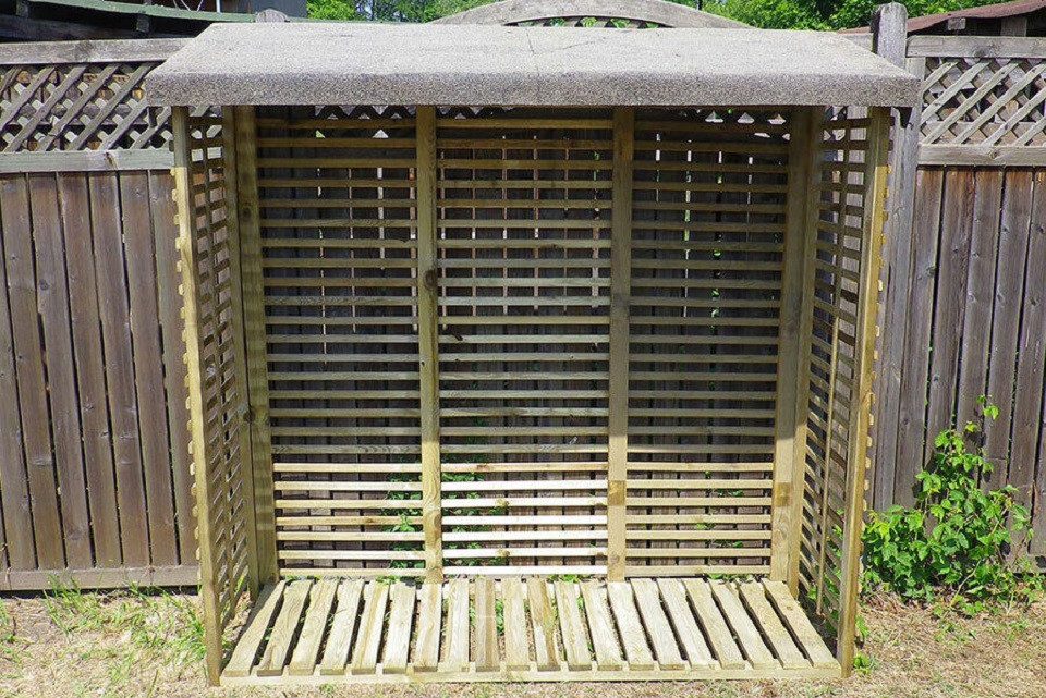 Gartenpirat Kaminholzregal mit Rückwand Kaminholzregal aus Holz KDI grün Brennholzlager, BxTxH:188x69x183 cm
