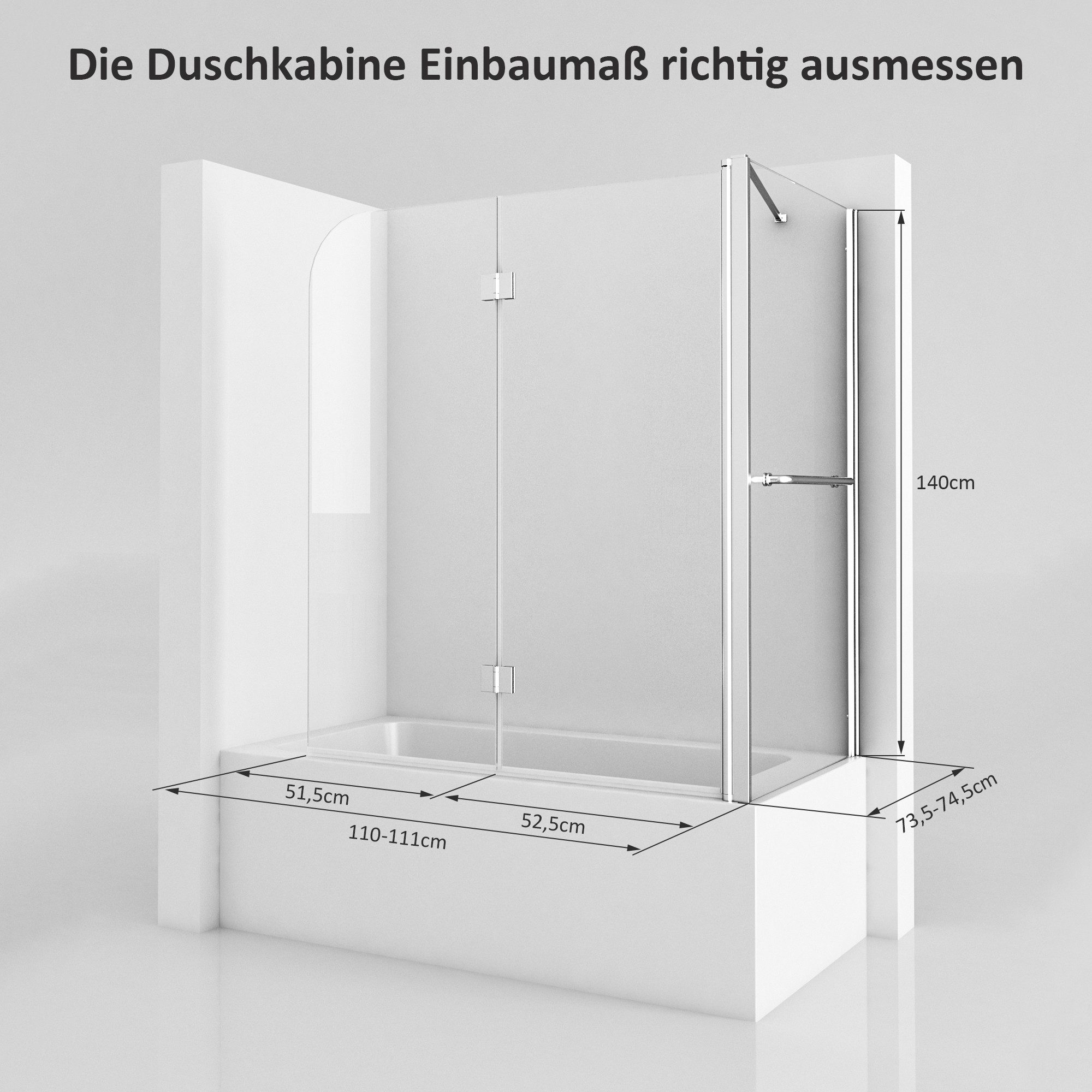 Boromal Duschwand für Badewanne Badewannenaufsatz Badewannenfaltwand günstig online kaufen