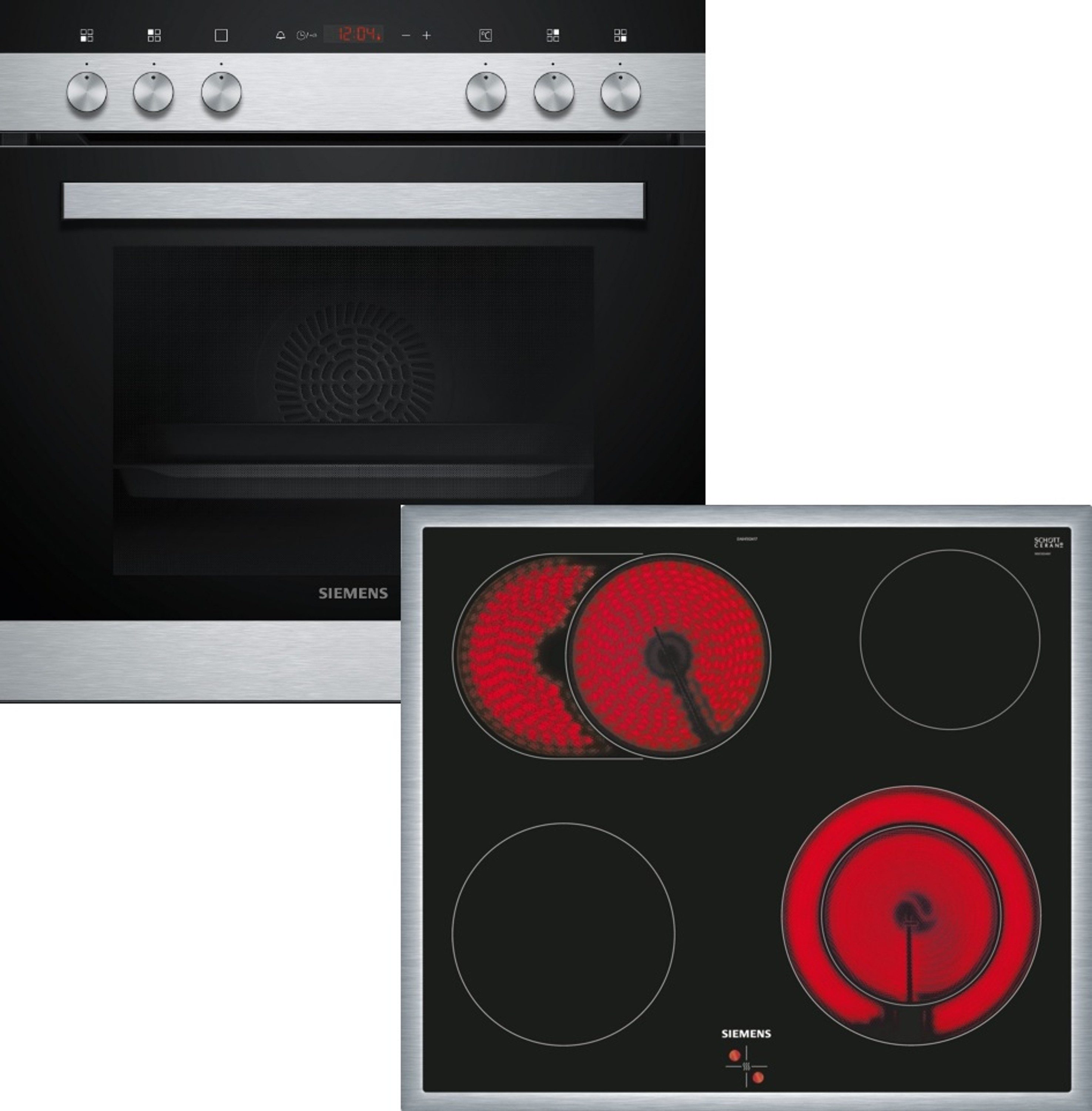 SIEMENS Elektro-Herd-Set iQ100 iQ100, iQ300, mit Auszug nachrüstbar, Gleichmäßige Hitzeverteilung, Schnellaufheizung