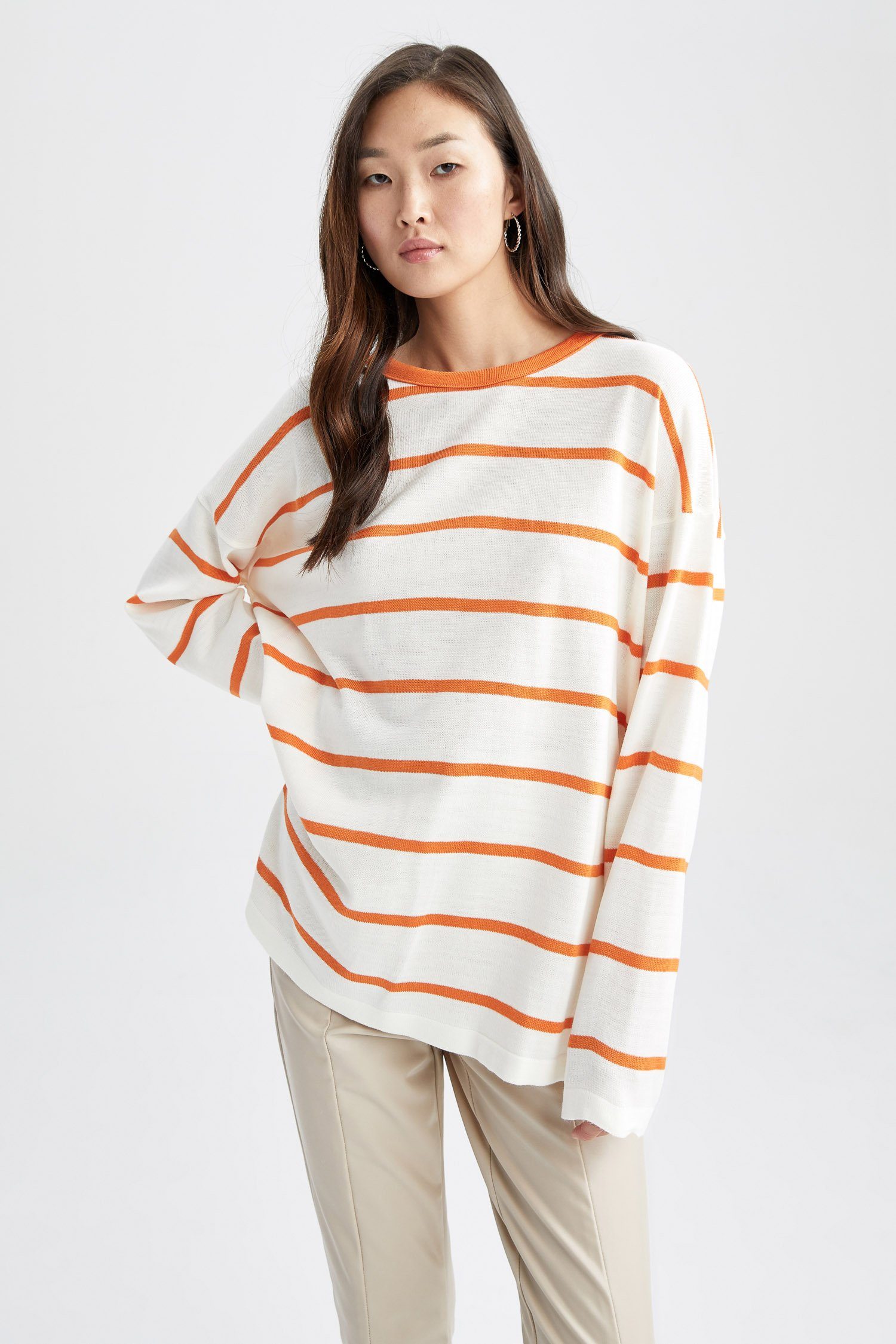 DeFacto Strickpullover Damen Strickpullover REGULAR FIT Orange