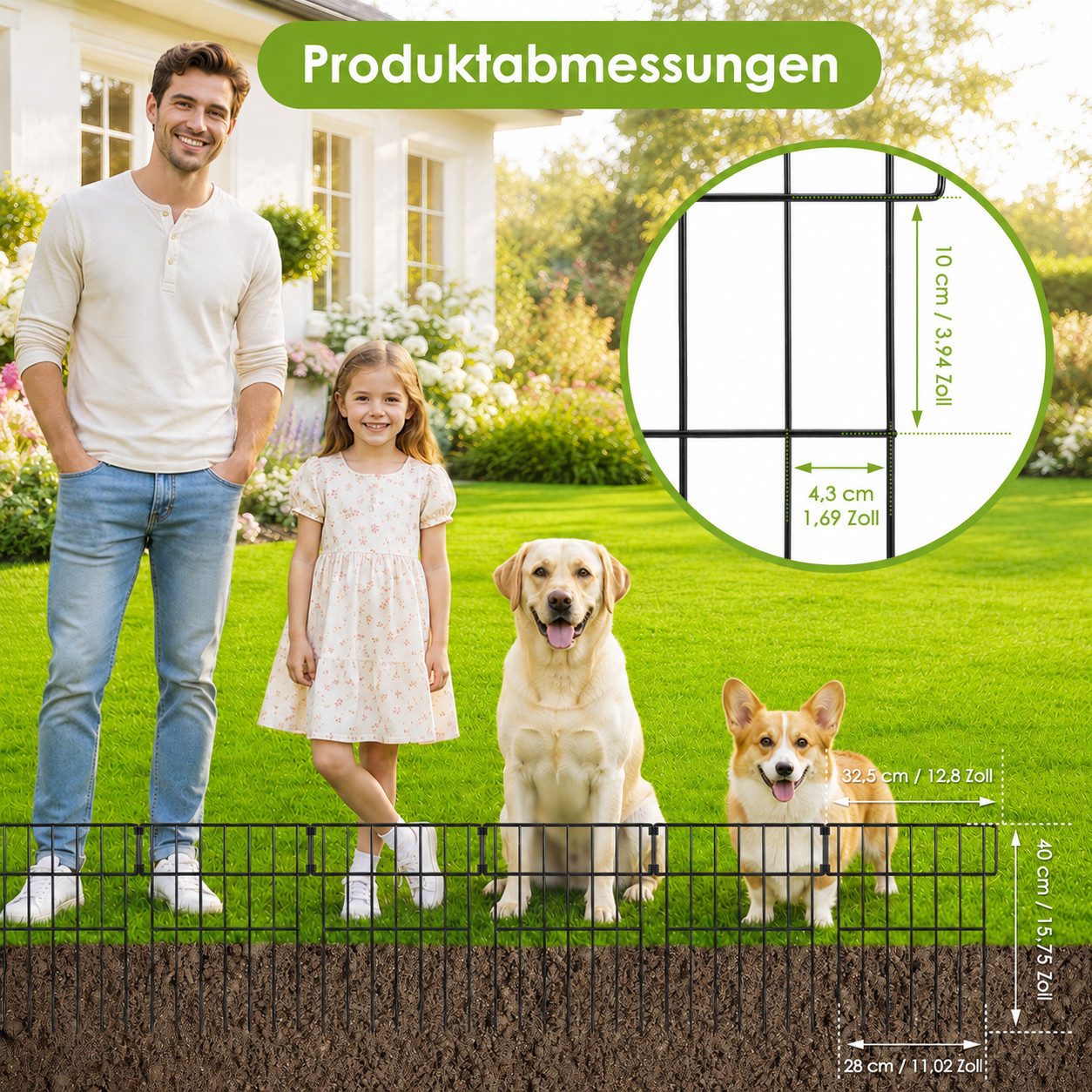 BlingBin Gartenzaun 10-teilig Beetzaun aus Metall, Tierbarriere Zaun, (Beetbegrenzung, 10-St., 32,5 × 40 cm Metallzaun), Begrenzungszaun, Hundezaun für Blumenbe – Bild 3 von 5