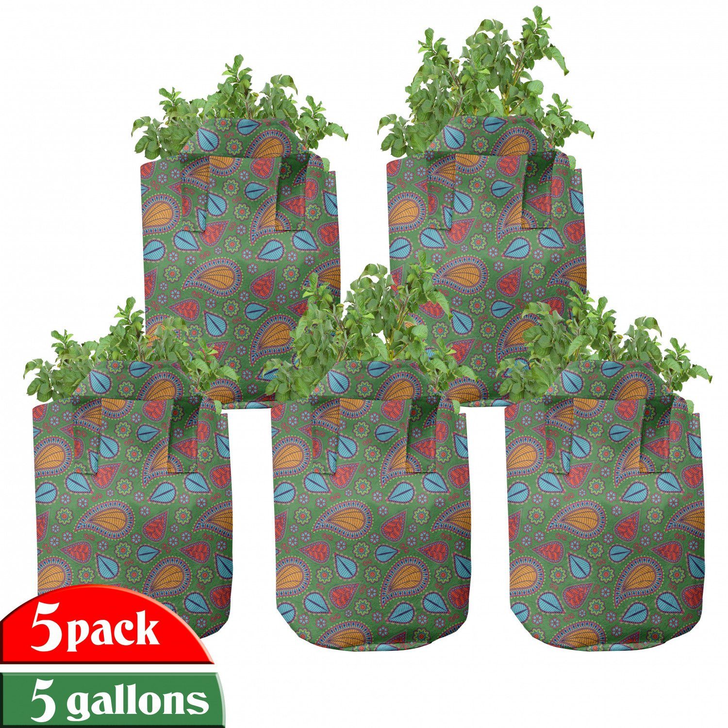 Stofftöpfe mit Griffen Blumenwirbel Green Abakuhaus Pflanzkübel für Pflanzen, hochleistungsfähig Fern