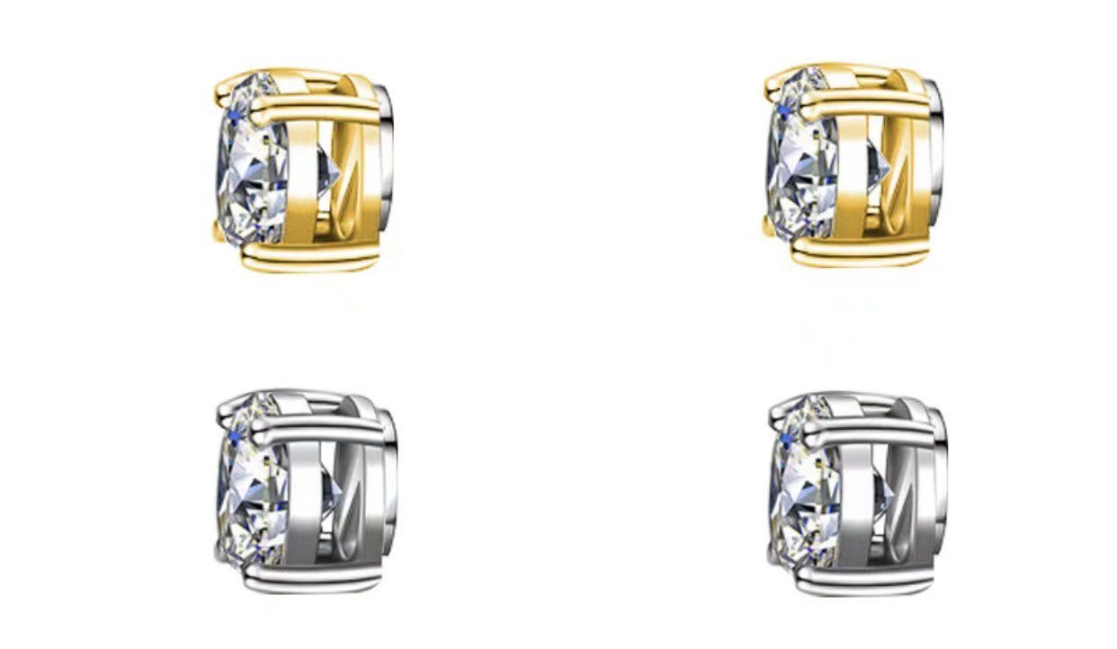 Karisma Schmuck Paar Ohrstecker 1 Paar Ohrstecker Edelstahl Hip Hop/Iced Out Ohrringe Unisex 6 und 8mm, Kein Piercing