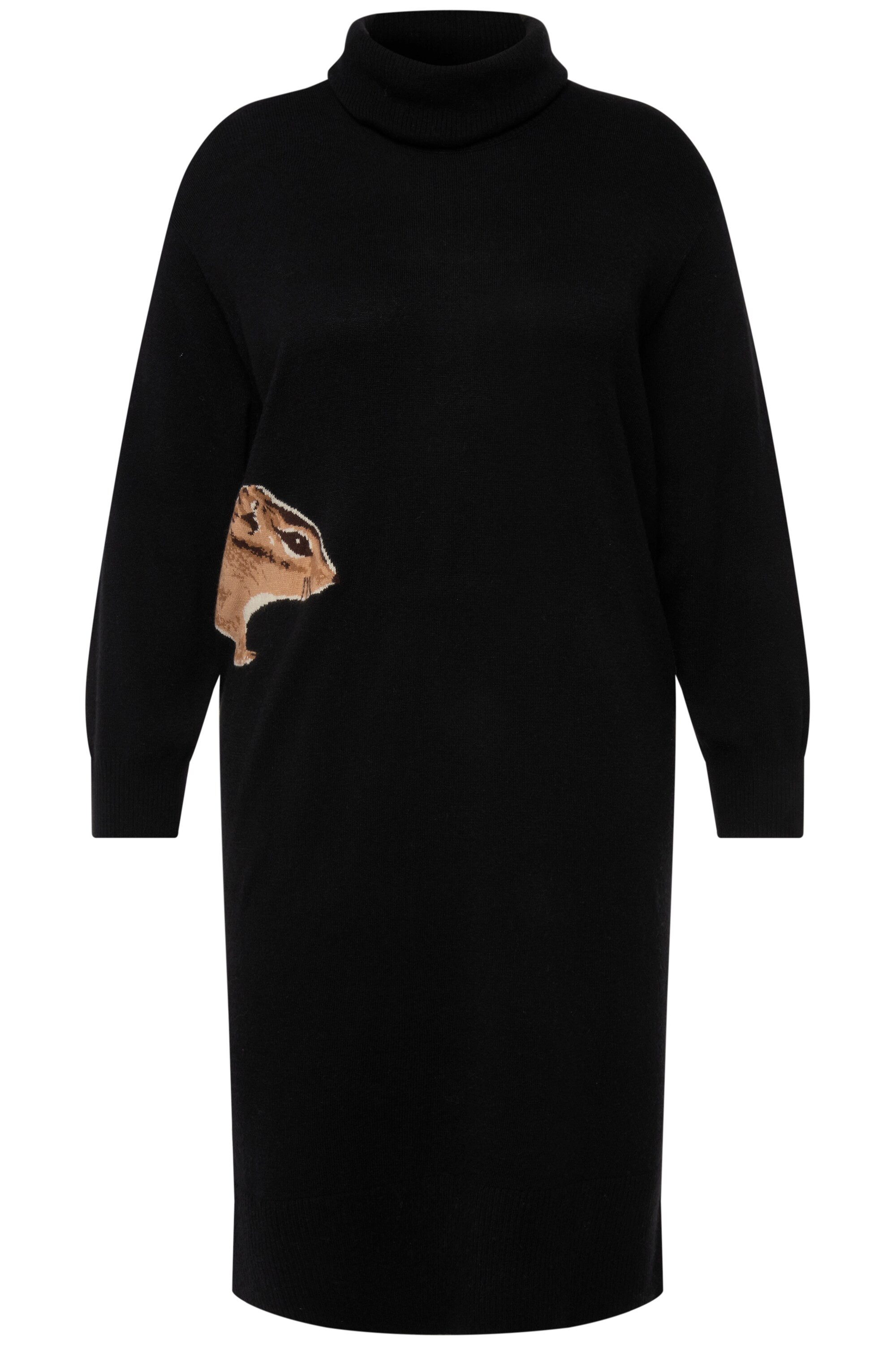 Ulla Popken Strickkleid Strickkleid Tiermotiv Rollkragen Langarm günstig online kaufen