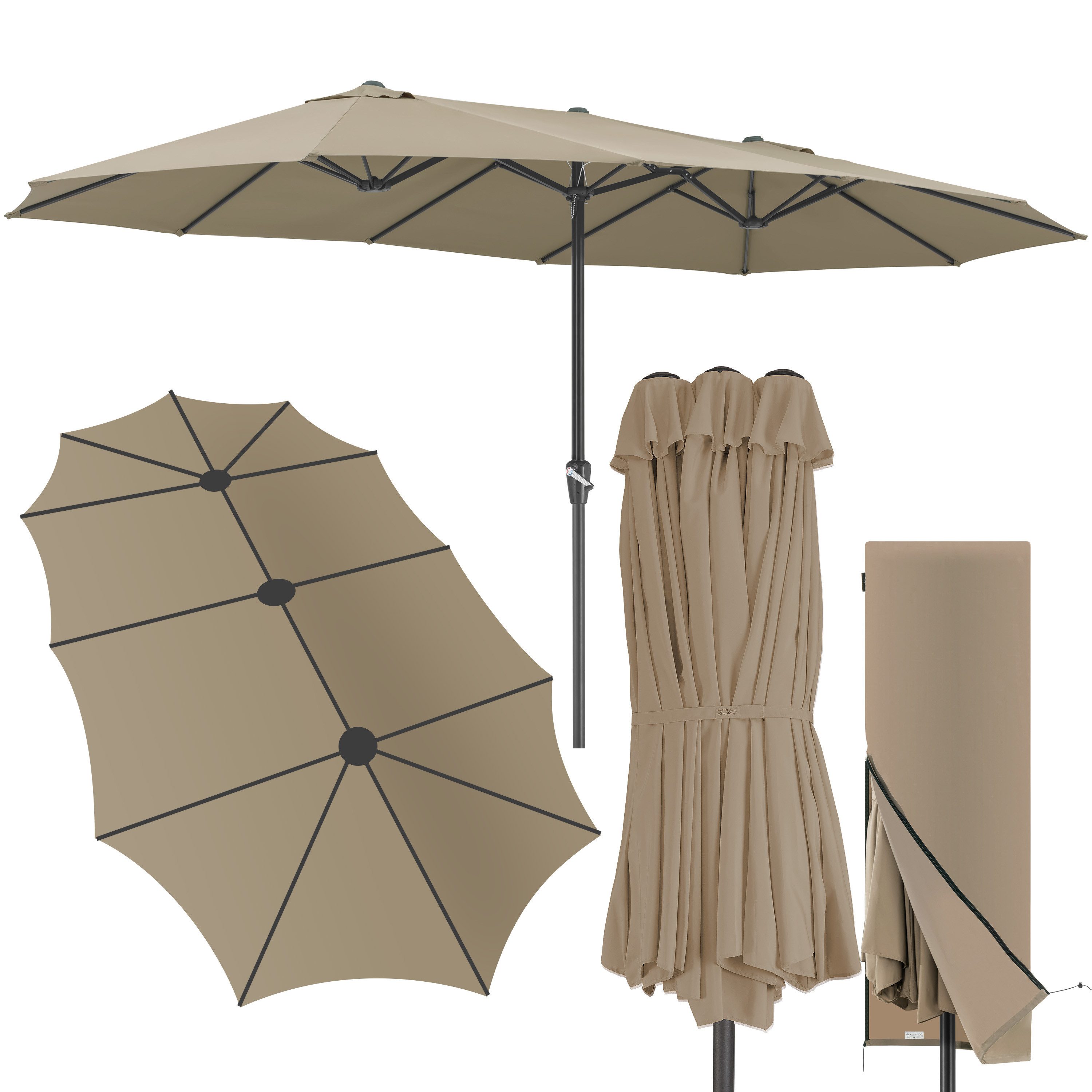 Kingsleeve Sonnenschirm, LxB: 460x270 cm, UV Schutz 80+ Schutzhülle XXL Aluminium Kurbel Wasserabweisend