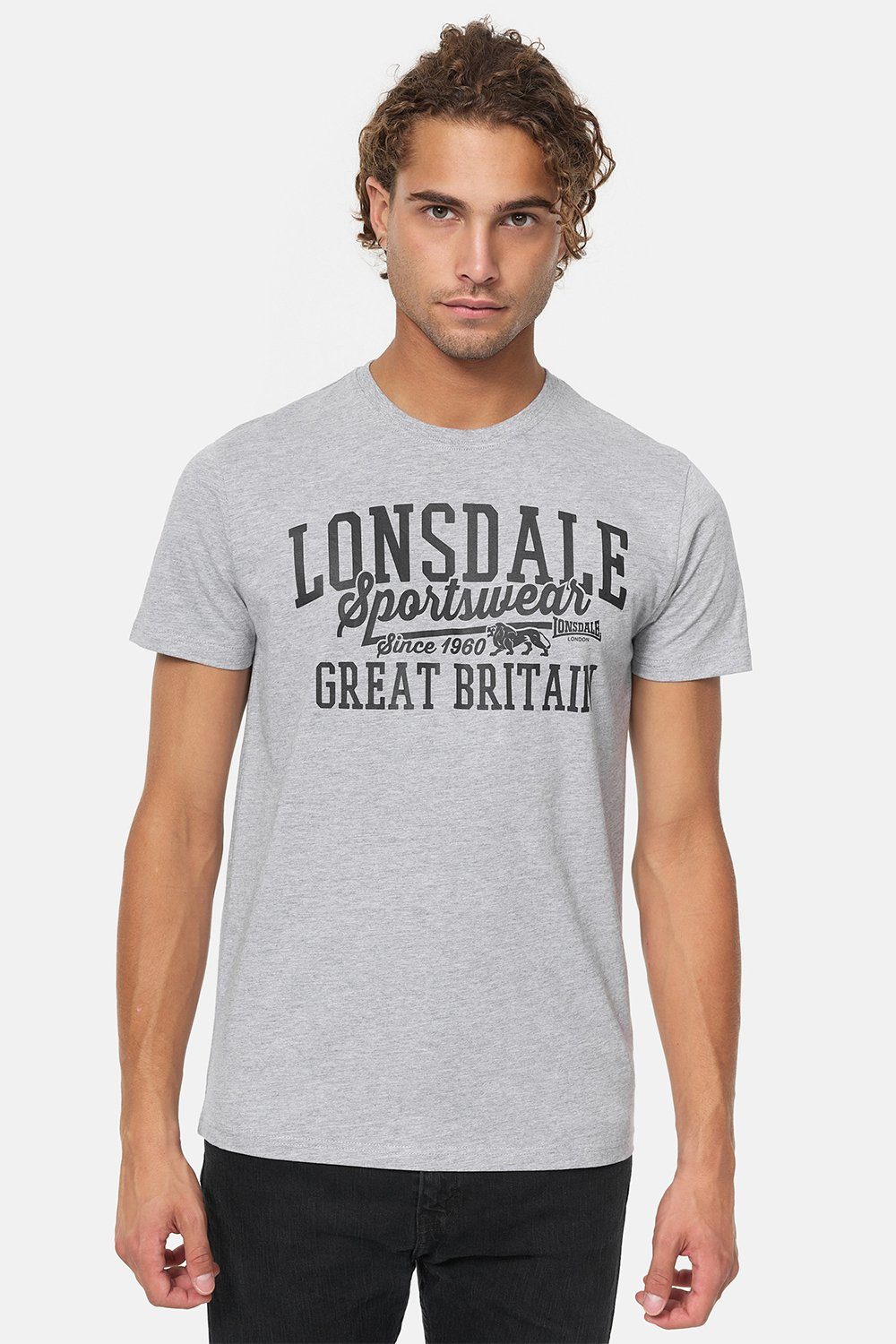 Lonsdale Grey/Black T-Shirt Marl DERVAIG