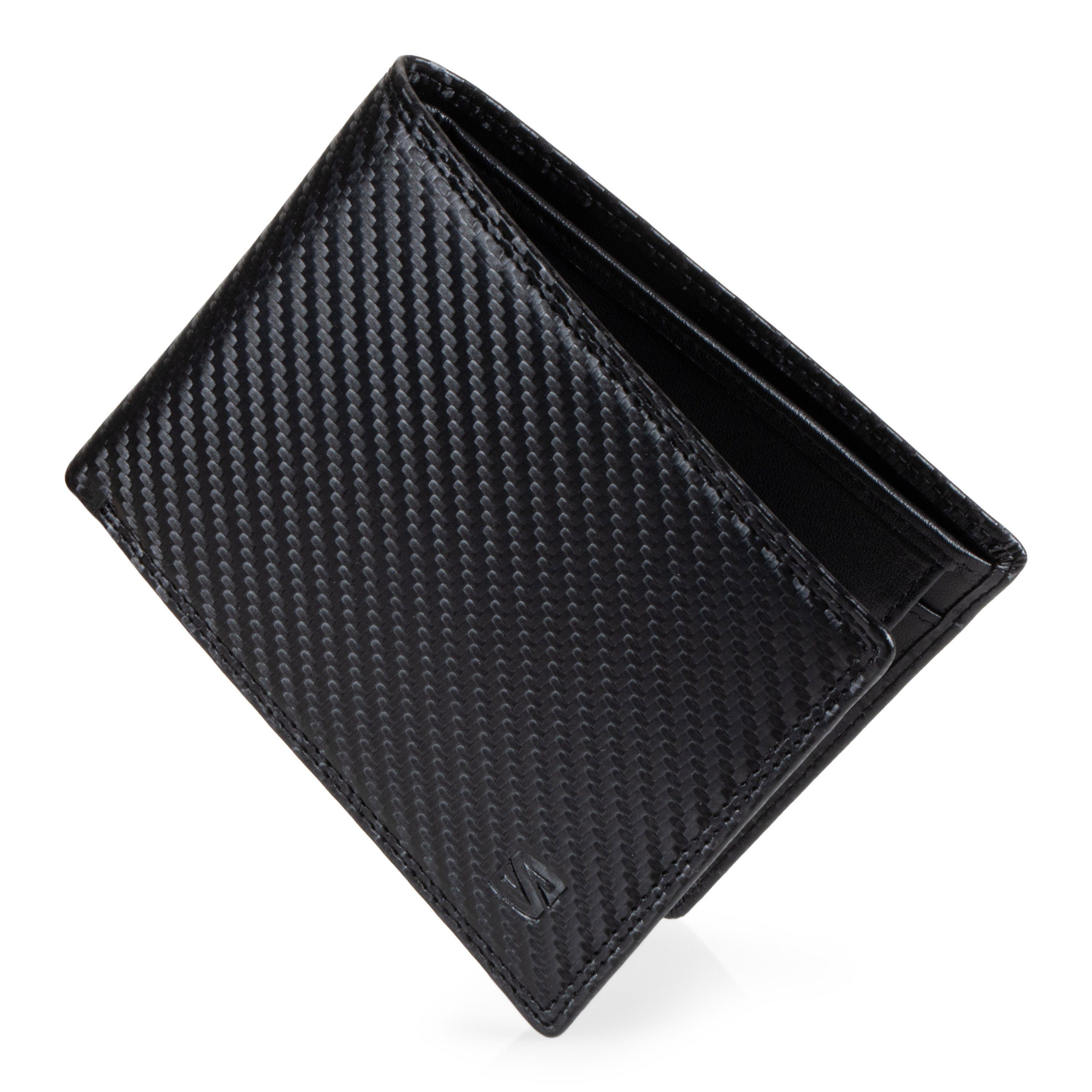 SERASAR Geldbörse Geldbörse "Carbon" (1-tlg), aus echtem Leder in Carbon Optik inkl. RFID-Schutz gegen Datenklau mit Geschenkbox Schwarz