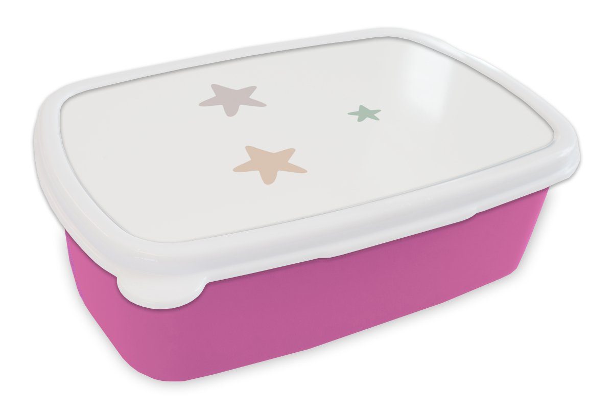für Brotbox - Brotdose MuchoWow Sterne (2-tlg), Kinder, Kunststoff, Lunchbox Pastell - Snackbox, Kinder, Mädchen, Mädchen Jungen - Kunststoff - rosa Erwachsene,