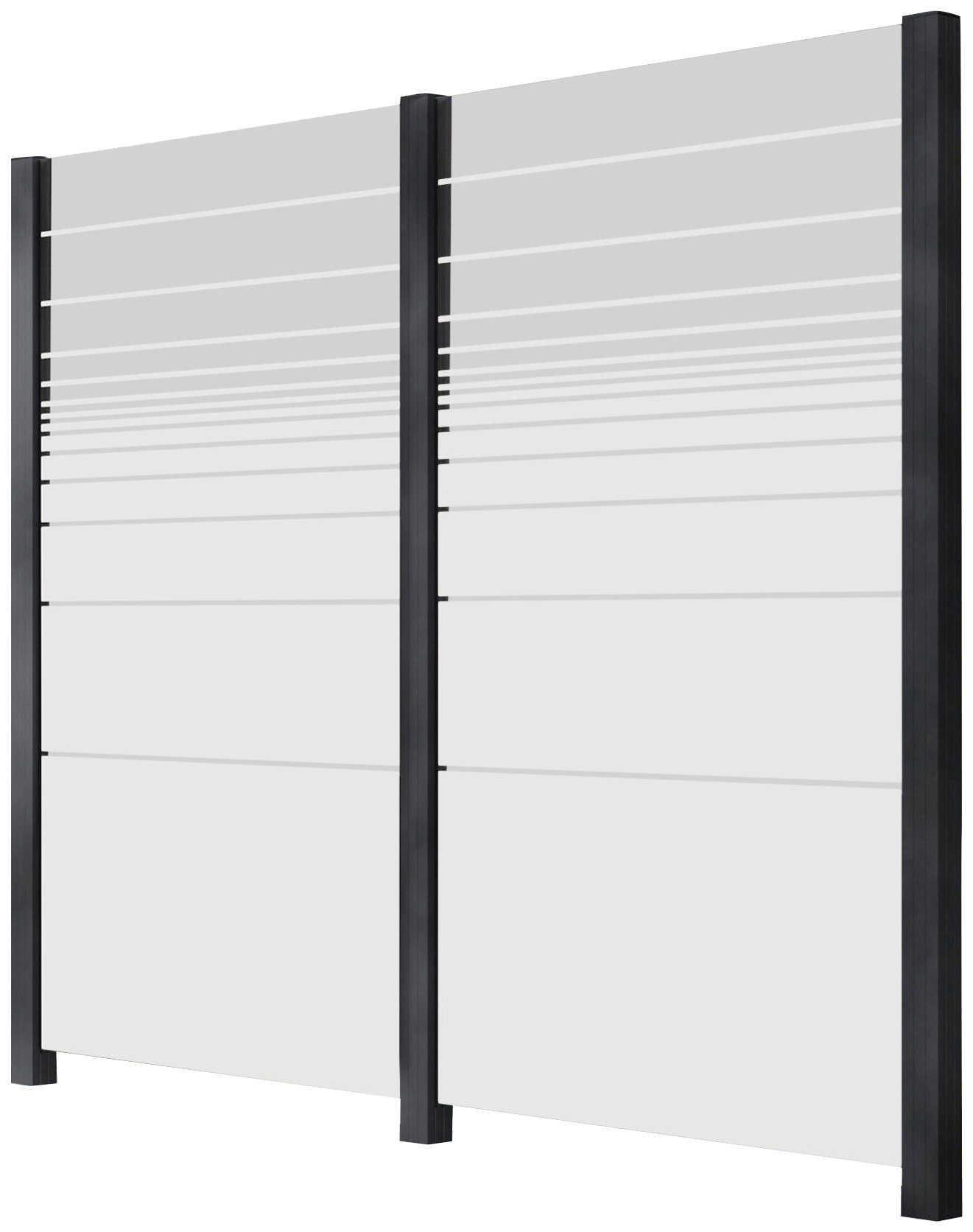 STAKET PRO Zaun, (Set), Sicht- und Windschutz: Glaszaun mit zwei Gläsern zum Einbetonieren