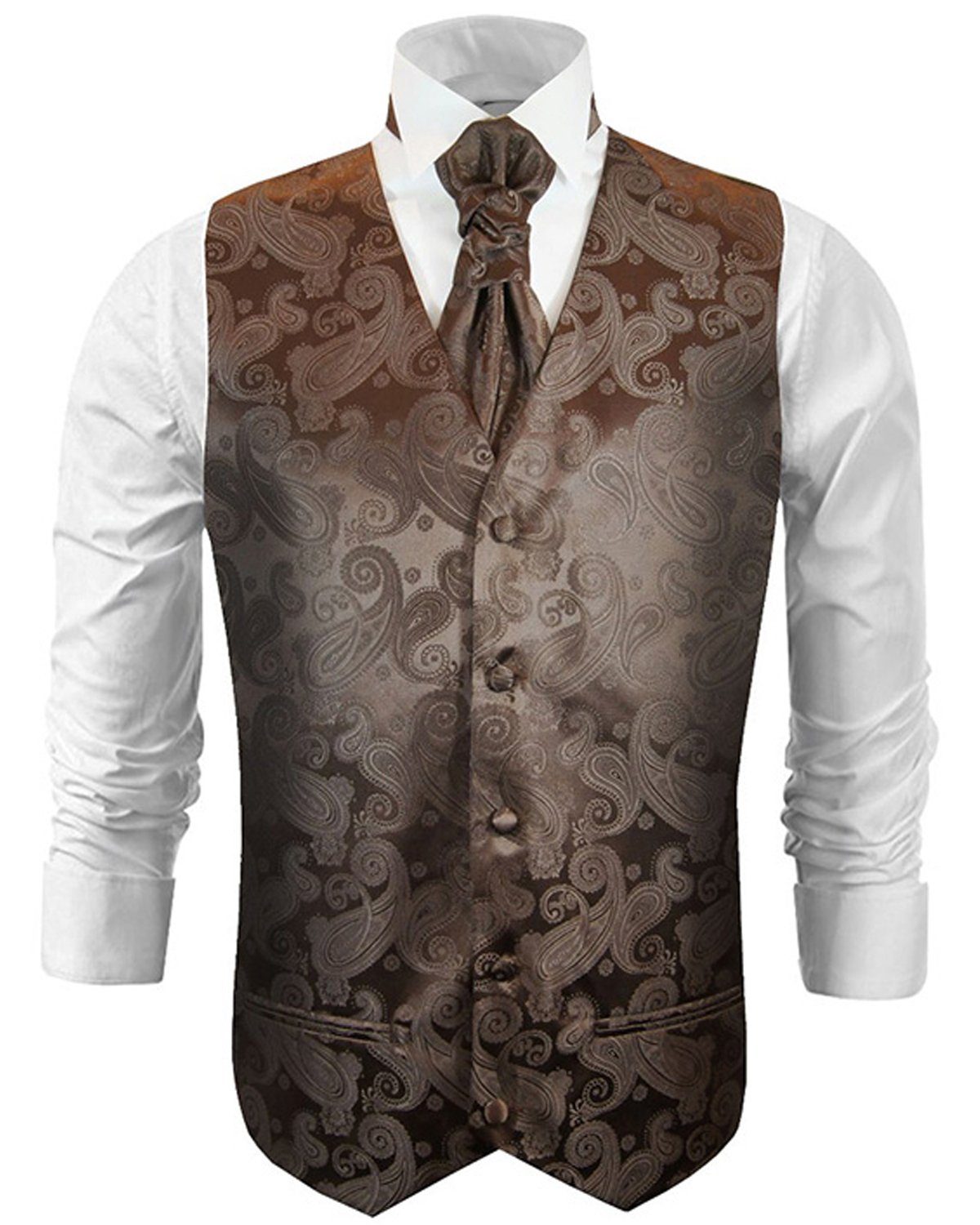 Paul Malone Anzugweste Herren Hochzeitsweste mit Plastron Set 2tlg paisley günstig online kaufen