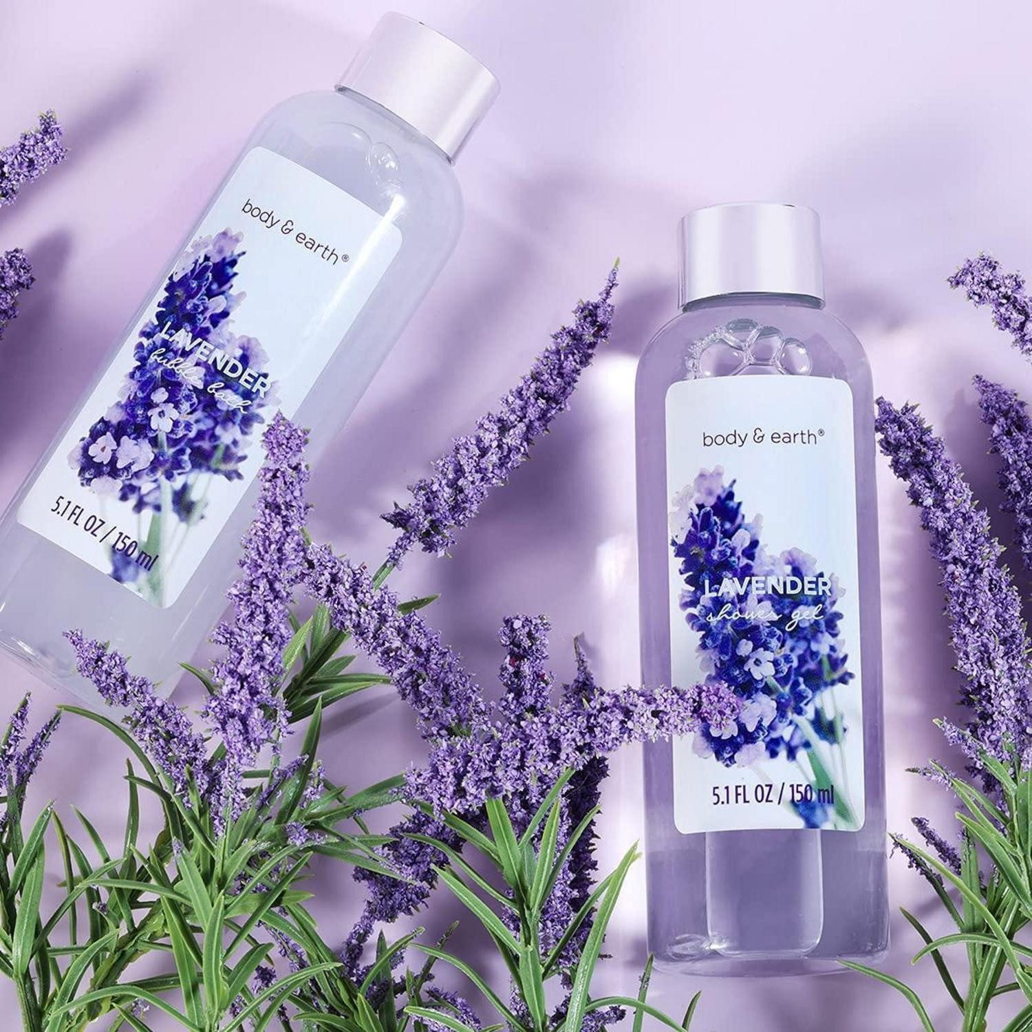 LuxusKollektion Pflege-Geschenkset Wellness Set 7tlg Lavendel Badeset Geschenkbox Muttertag Lavendelölen