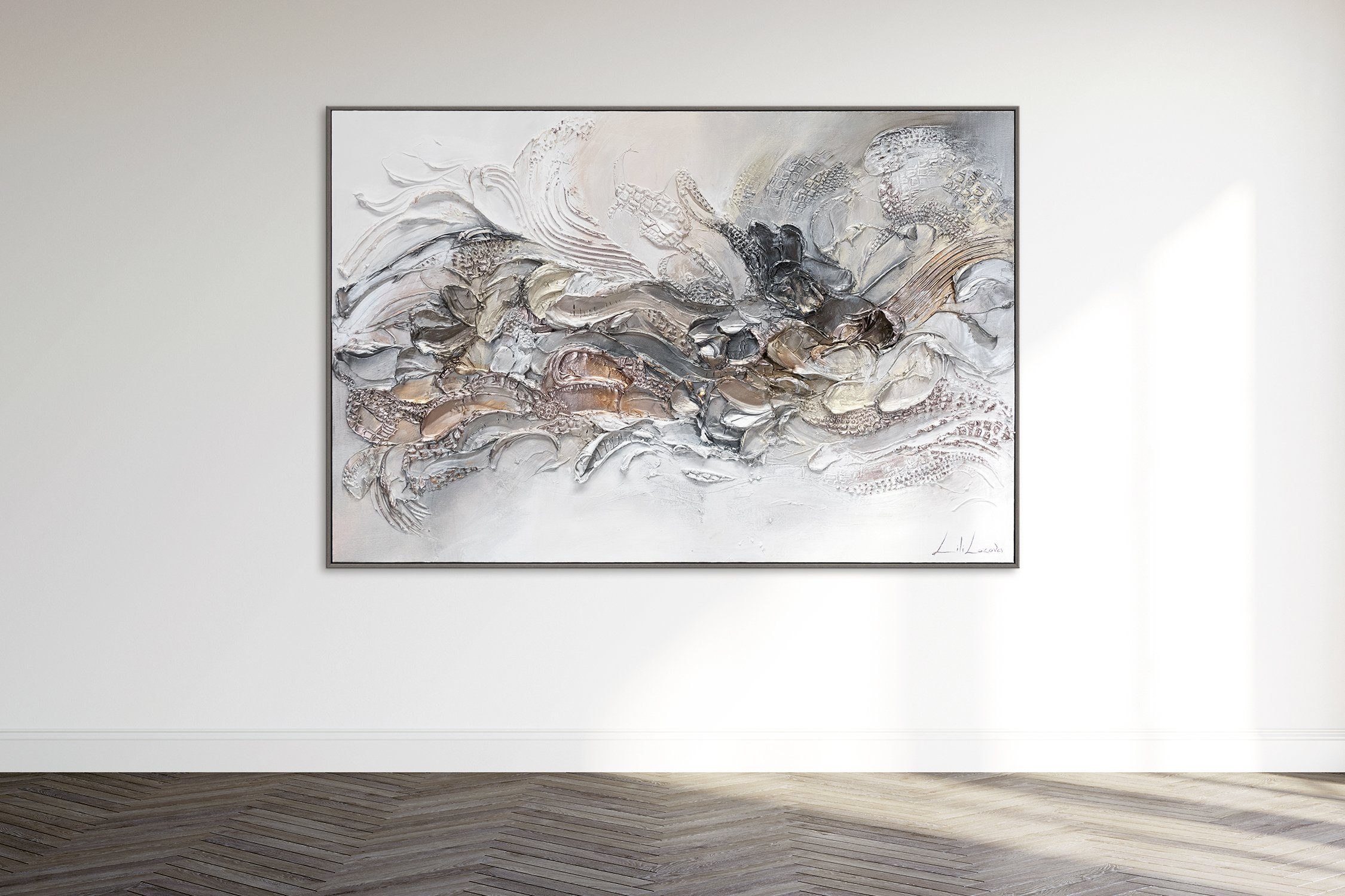 YS-Art Gemälde Ewigkeit II, Rahmen Leinwand Horizontales Abstraktion, Abstrakt Bild mit Handgemalt