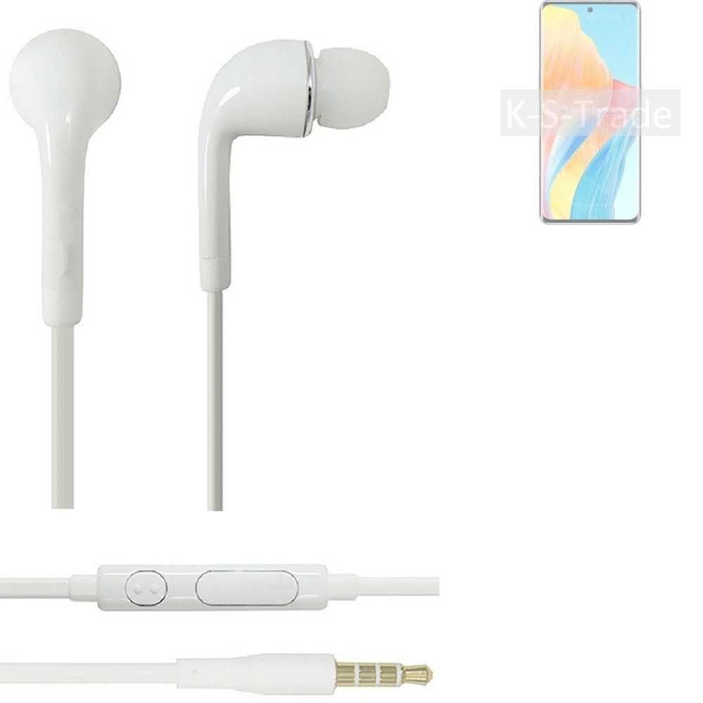 K-S-Trade für Oppo Reno 8T 4G In-Ear-Kopfhörer (Kopfhörer Headset mit Mikrofon u Lautstärkeregler weiß 3,5mm)