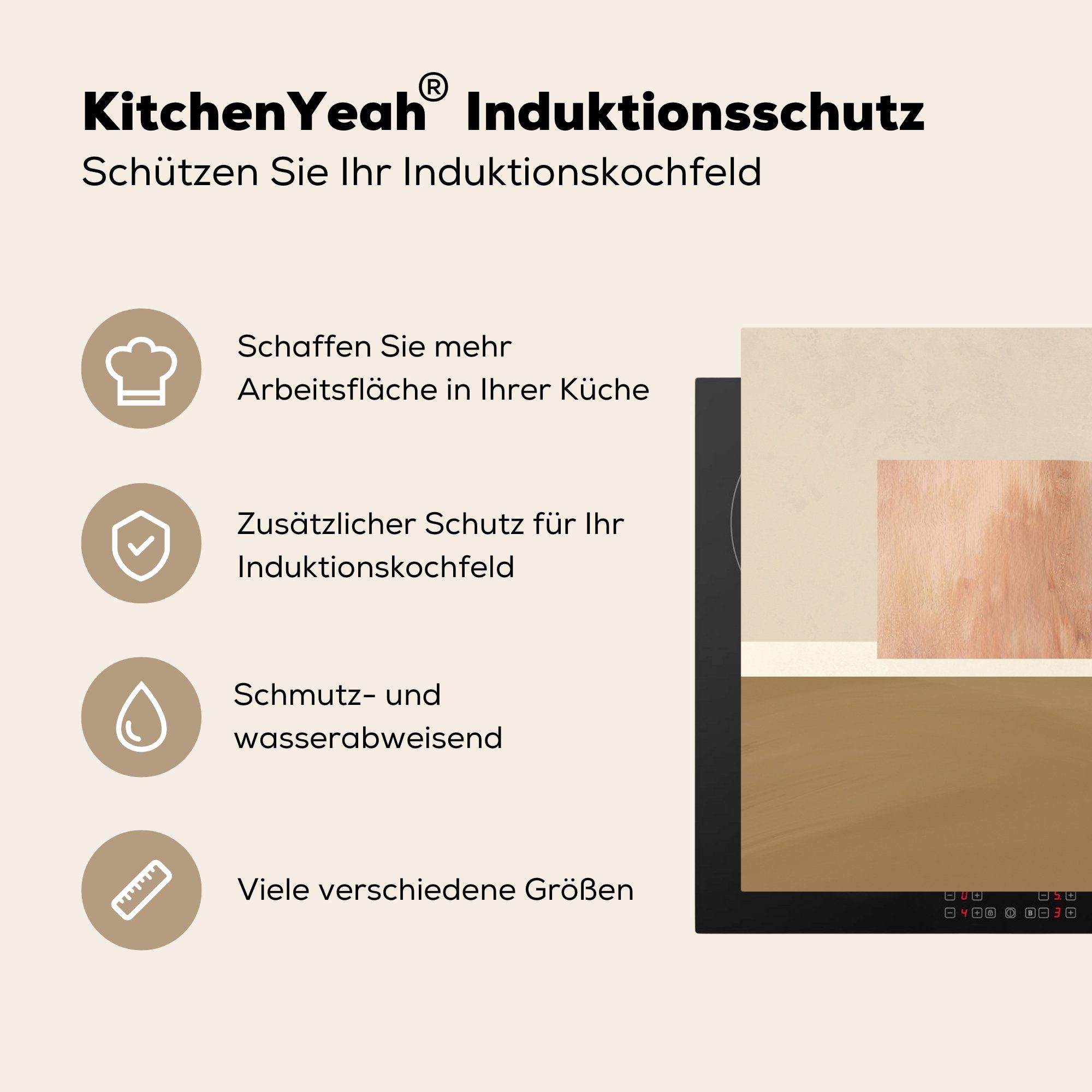MuchoWow Herdblende-/Abdeckplatte Vinyl, Design Rosa für - tlg), cm, die Schutz küche, Ceranfeldabdeckung Abstrakt, (1 81x52 Induktionskochfeld 
