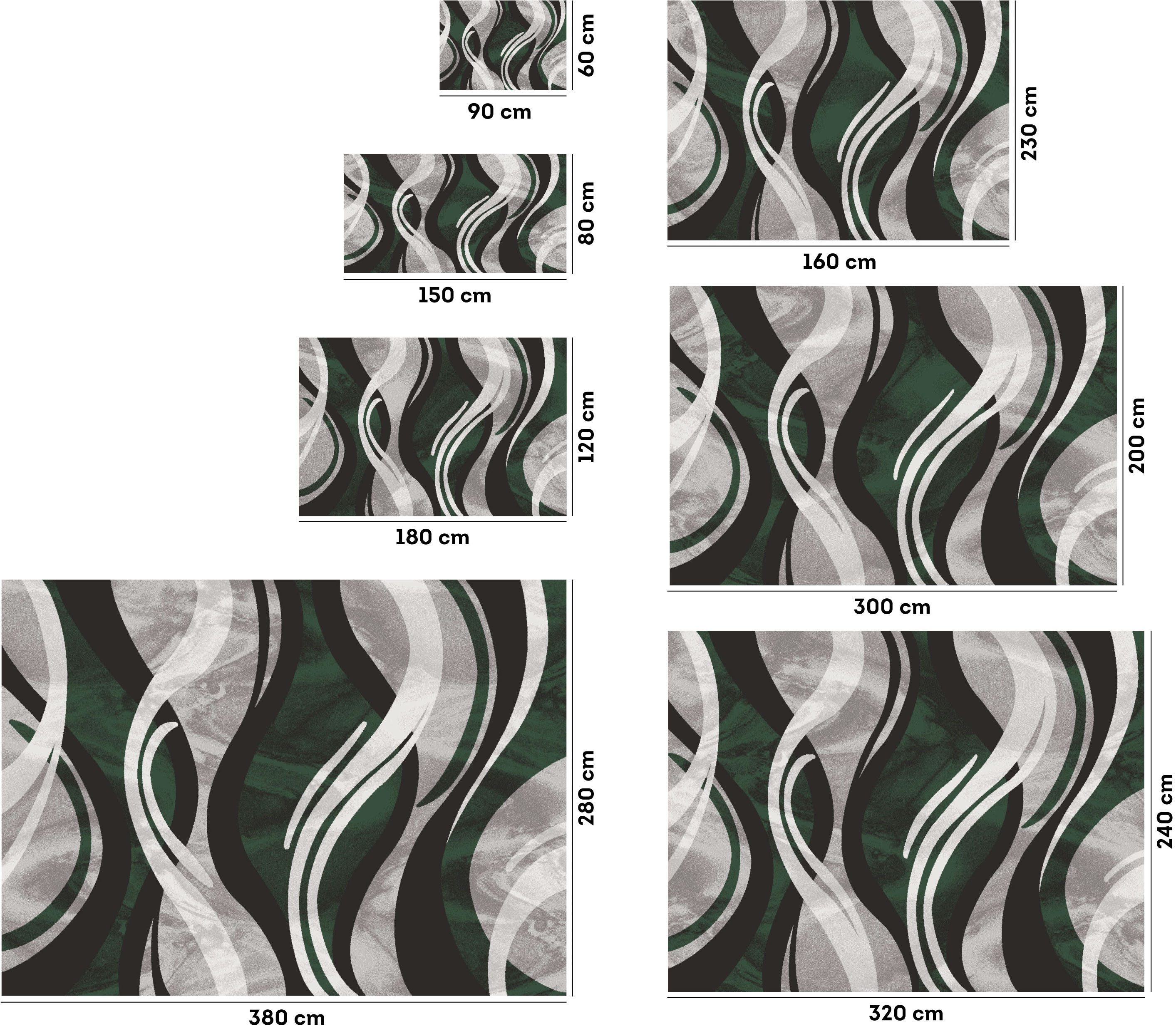 my home Teppich Joas, rechteckig, Höhe: 9 mm, besonders weicher Kurzflor in modernem Wellen Muster, leichter Glanz