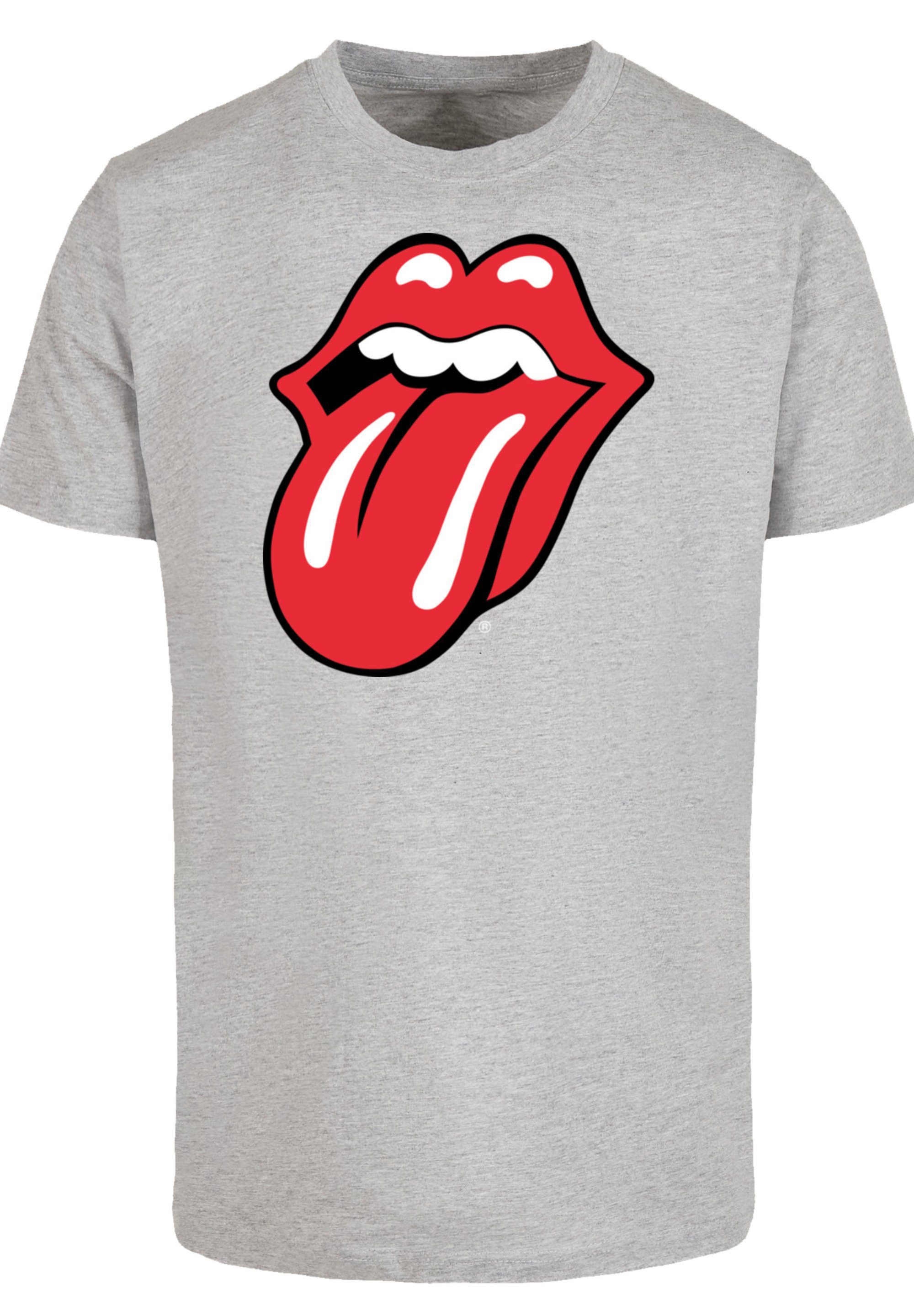 F4NT4STIC T-Shirt The heather Rote grey Zunge Rolling Print Stones