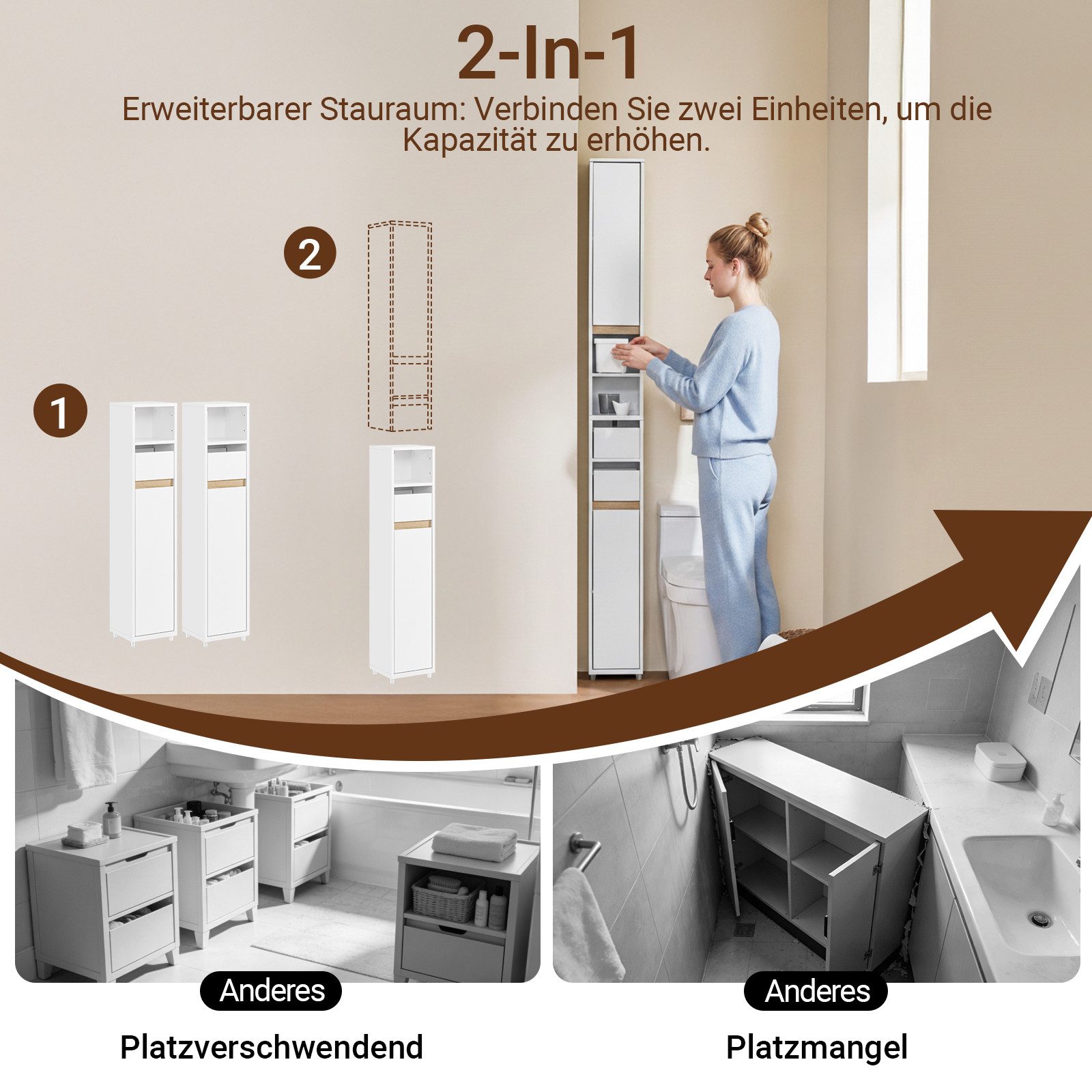 Badkommode BZR151, Badezimmerschrank Badschrank Beistellschrank