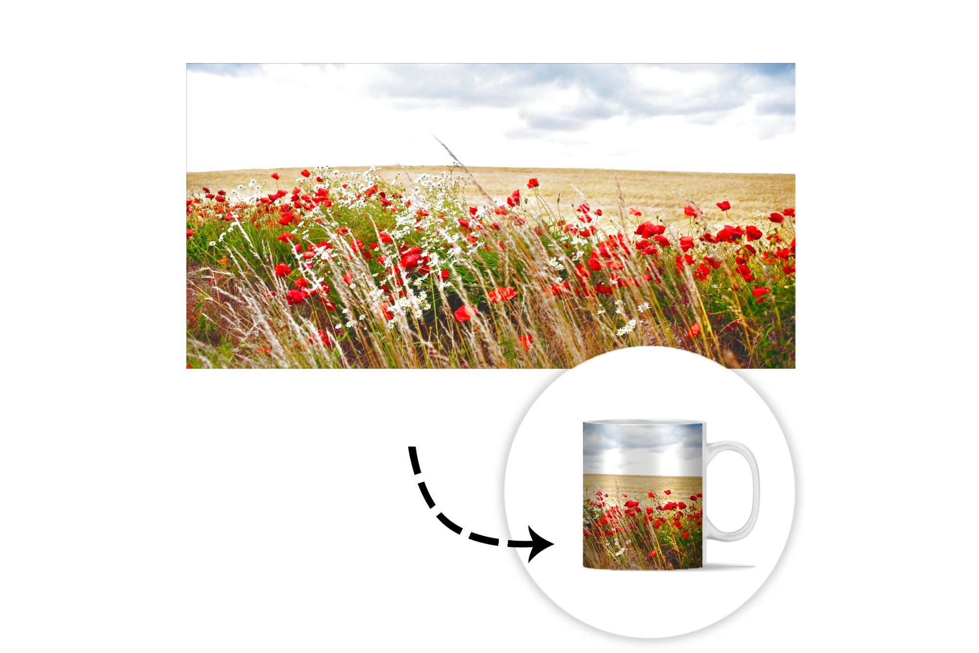 Kaffeetassen, Keramik, Teetasse, Blumen Geschenk MuchoWow Tasse - Rot, - Wolken Becher, Teetasse,