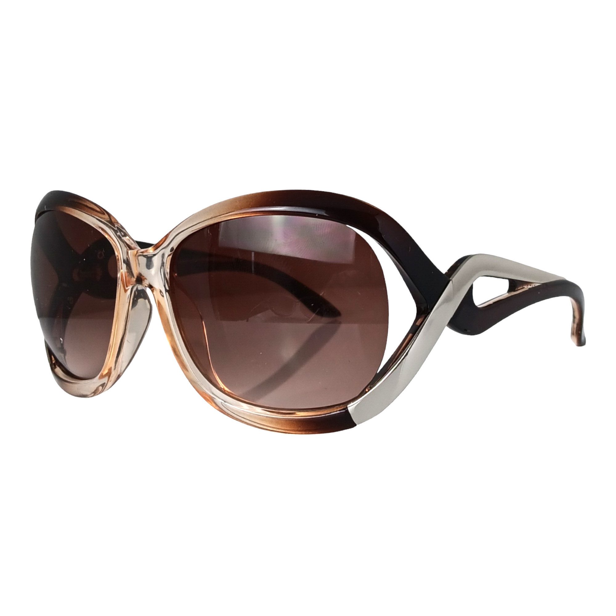 Rennec Sonnenbrille Damen Oversized Brille mit geschwungenen Brillenbügeln (inklusive Brillenbeutel) Große Designer Brille Gläser UV400 Getönt Oval