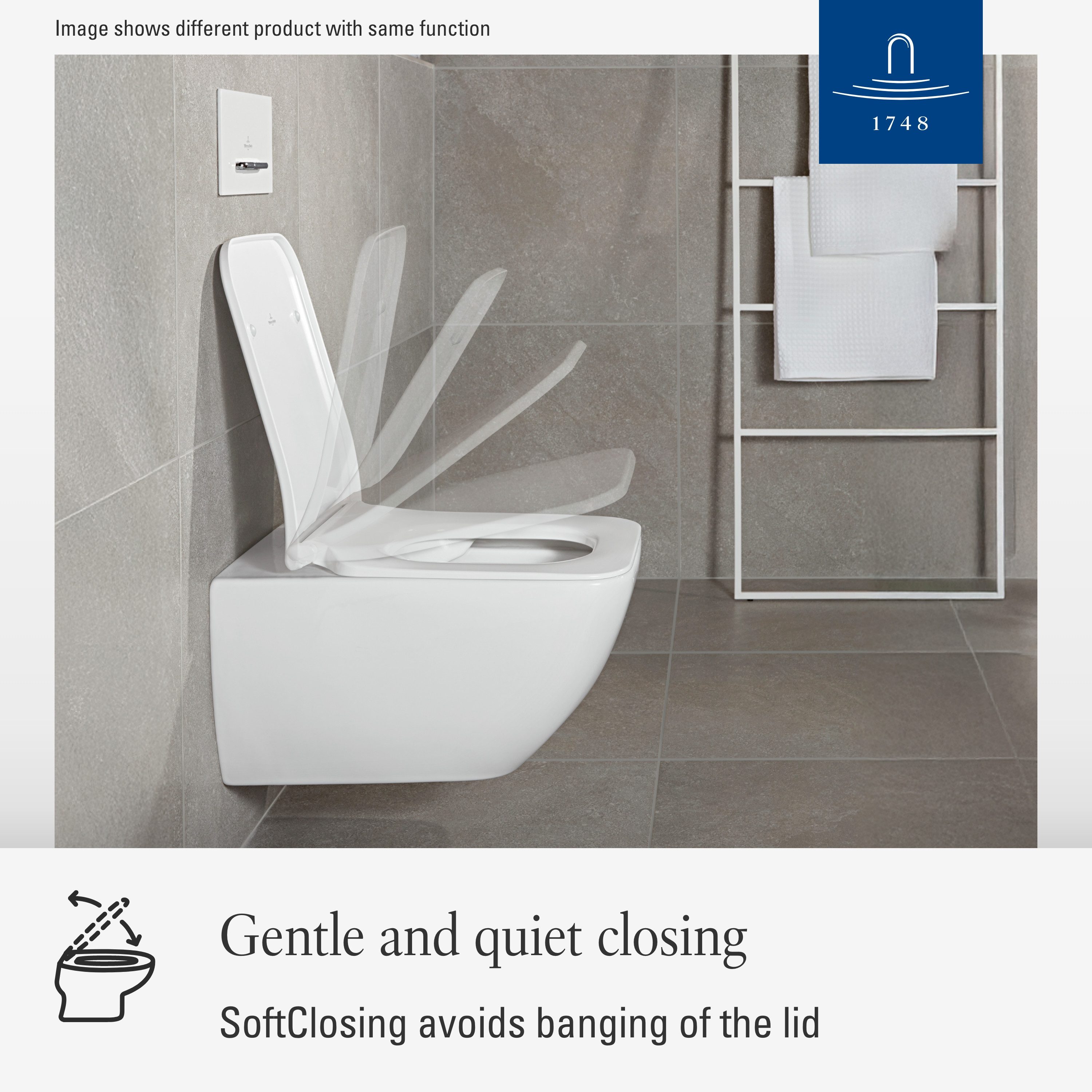 Villeroy & Boch WC-Sitz Subway 2.0 SlimSeat, mit Absenkautomatik, abnehmbarer, ultraflacher Toilettensitz, D-Form