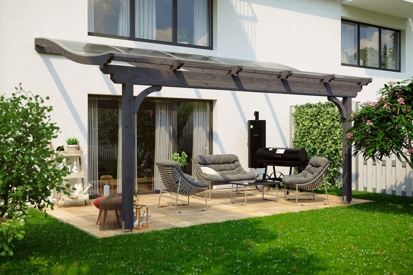 Thumbnail - Skanholz Terrassendach Verona, BxT: 541x339 cm, Bedachung Doppelstegplatten, Leimholz