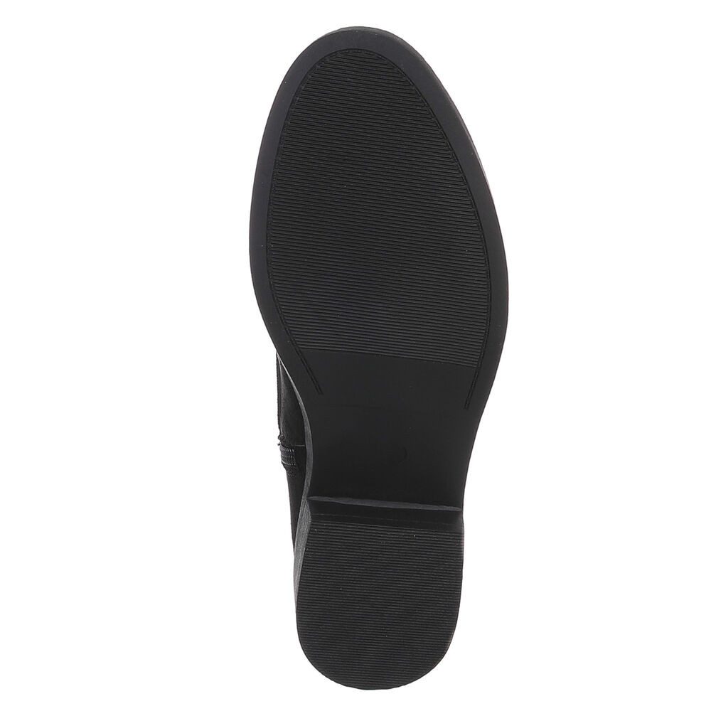 Ital-Design Damen Schnürstiefelette mit Häkel-Details für Alltag und Freizeit Sommerboots (91154506) Blockabsatz Schnürstiefeletten in Schwarz