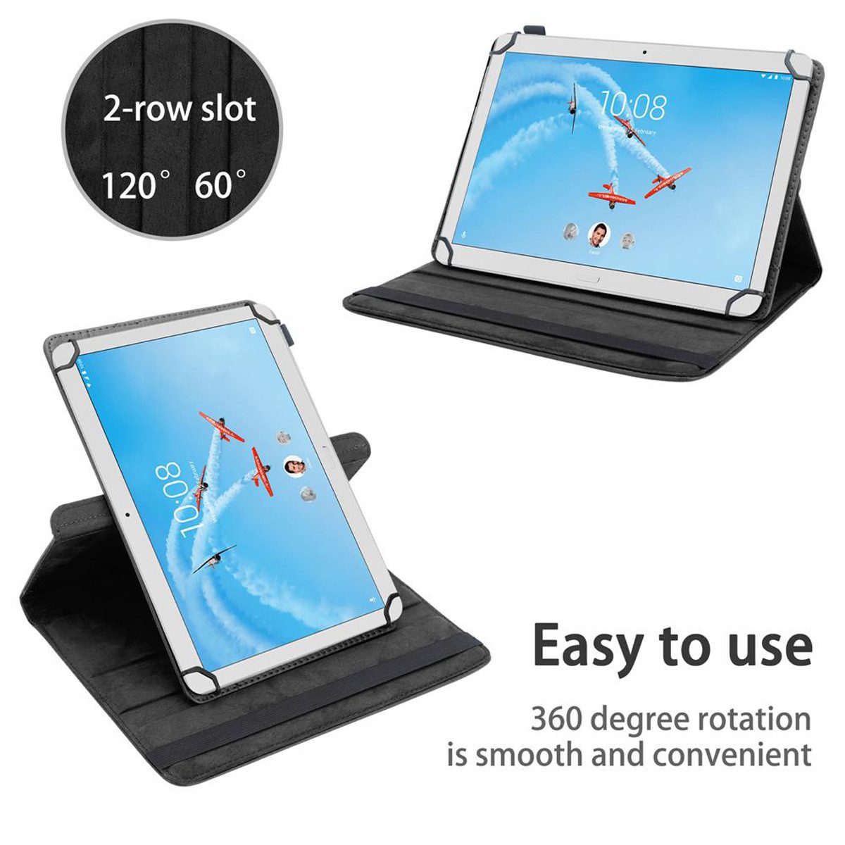 Cadorabo Tablet-Hülle für Lenovo Tab P10 (10.1 Zoll) Hülle Lenovo Tab P10 (10.1 Zoll), Klappbare Tablet Schutzhülle - Hülle - Standfunktion - 360 Grad Case