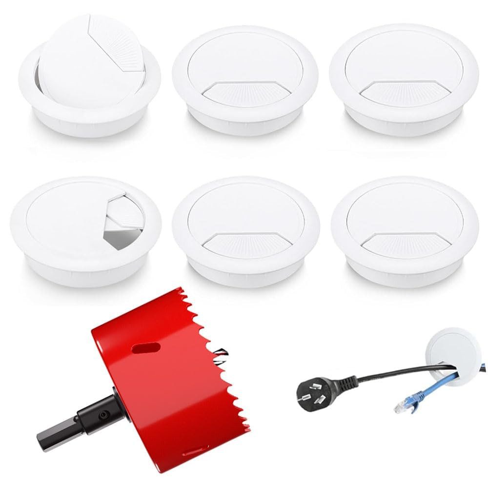 FELIXLEO 7 Stück Schreibtisch Kabeldurchführung Weiß - Kabelmanagement Kabe günstig online kaufen