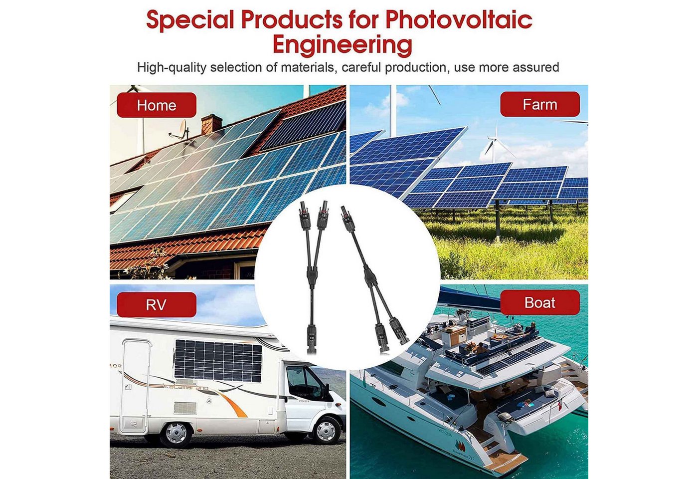 Thumbnail - Rhein Beleuchtung Solarmodul Solarstecker Verteiler Set 1 zu 2/3/4 MC4 Y-Stecker Verbindung, (Für PV-Kabel 1,5–6 mm², DC...