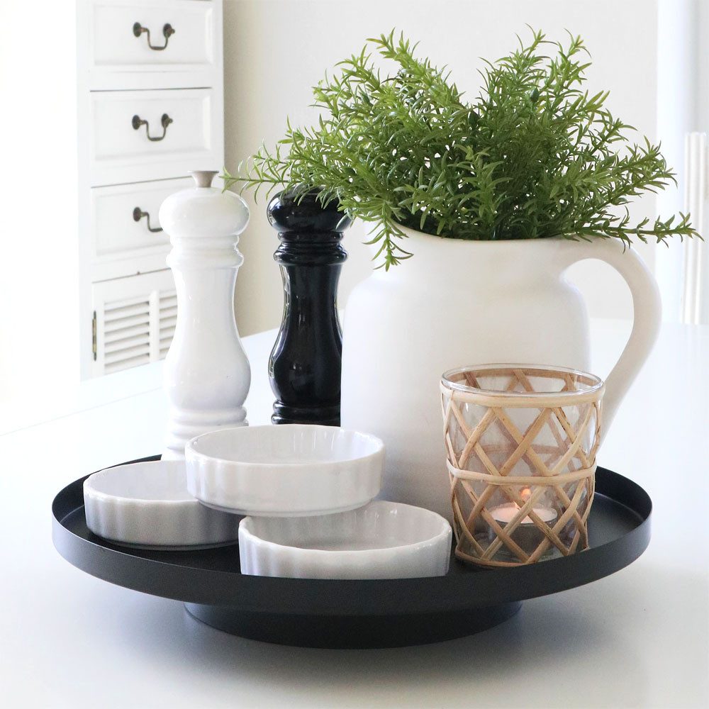 Grafelstein Tablett Dekotablett SCANDI schwarz aus Metall D35cm Dekoplateau schlicht Table