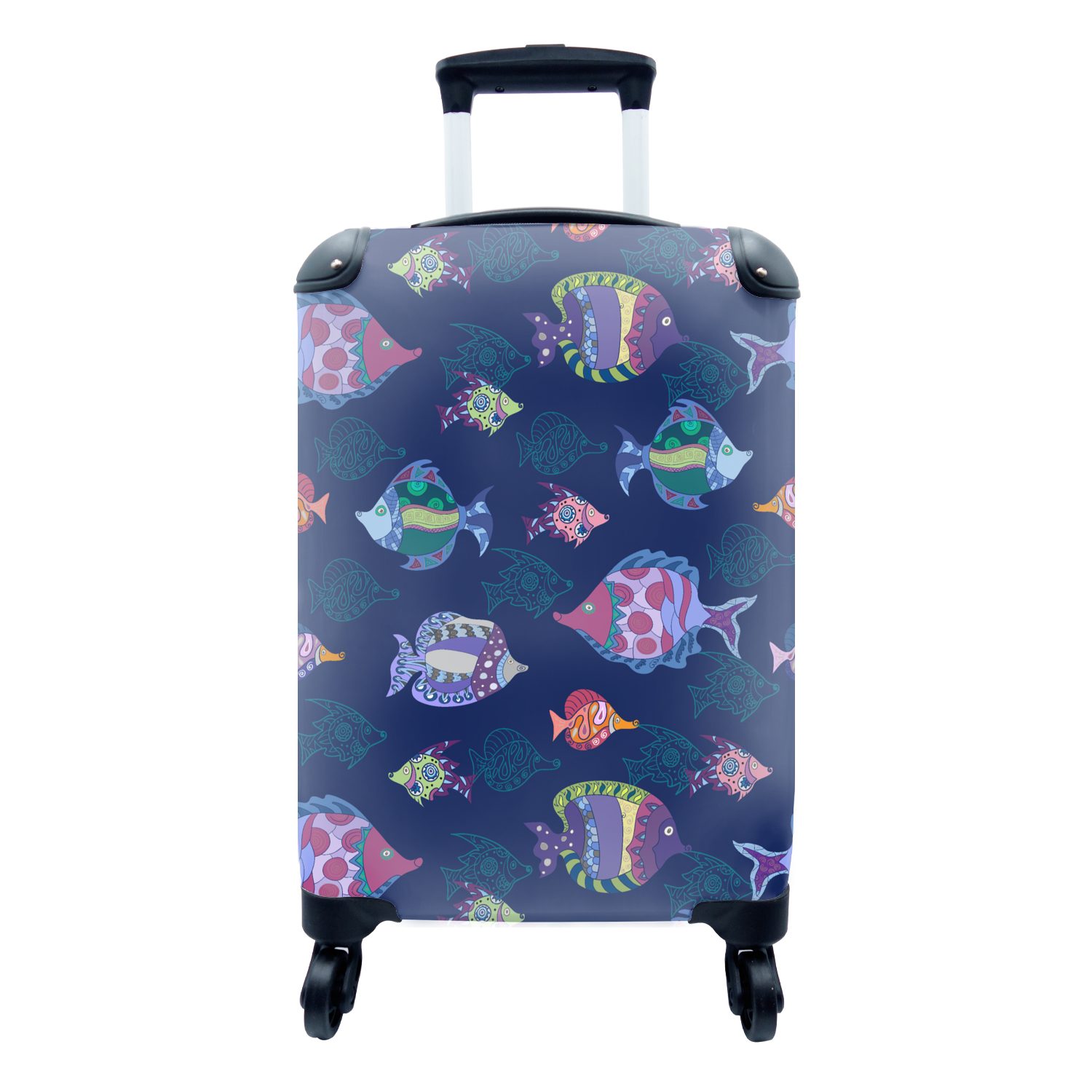 MuchoWow Handgepäckkoffer Fische - Muster - Aquarium - Regenbogen - Kind, 4 Rollen, Reisetasche mit rollen, Handgepäck für Ferien, Trolley, Reisekoffer