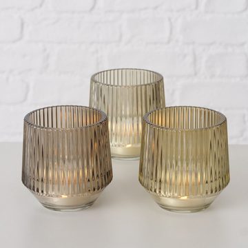 BOLTZE Windlicht Teelichthalter aus Glas 8 cm Kerzenständer & Windlichter Frühling Deko (3 St), aus Glas