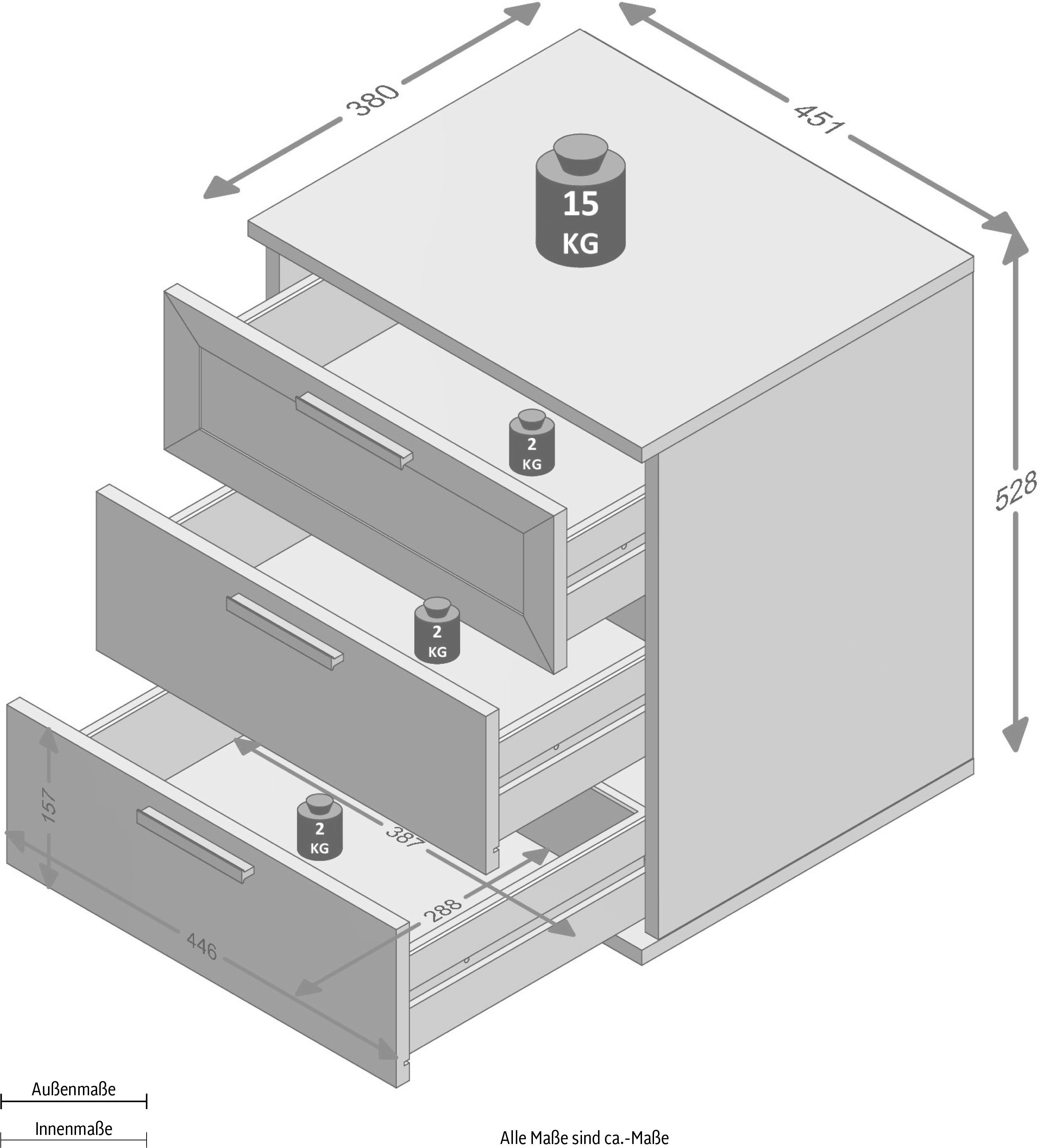 45 ca. Breite | weiß weiß cm Nachtschrank FMD