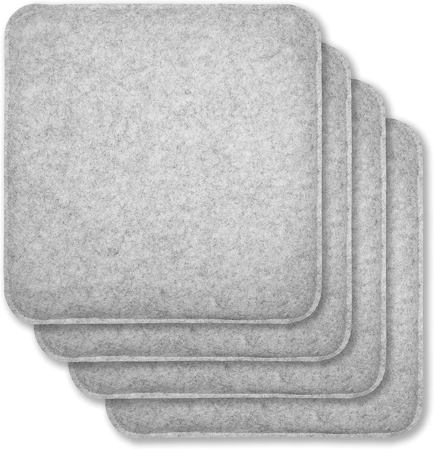 Filz Sitzkissen mit grau Antirutsch-Noppen, RUBBERNECK (4 Auflagekissen Rutschfeste 30° St), bei eckig, waschbar Stuhlkissen